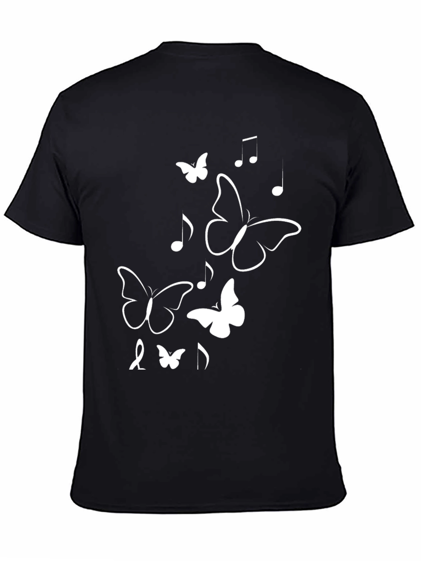 Butterfly & Music Note Graphic Tee - Black