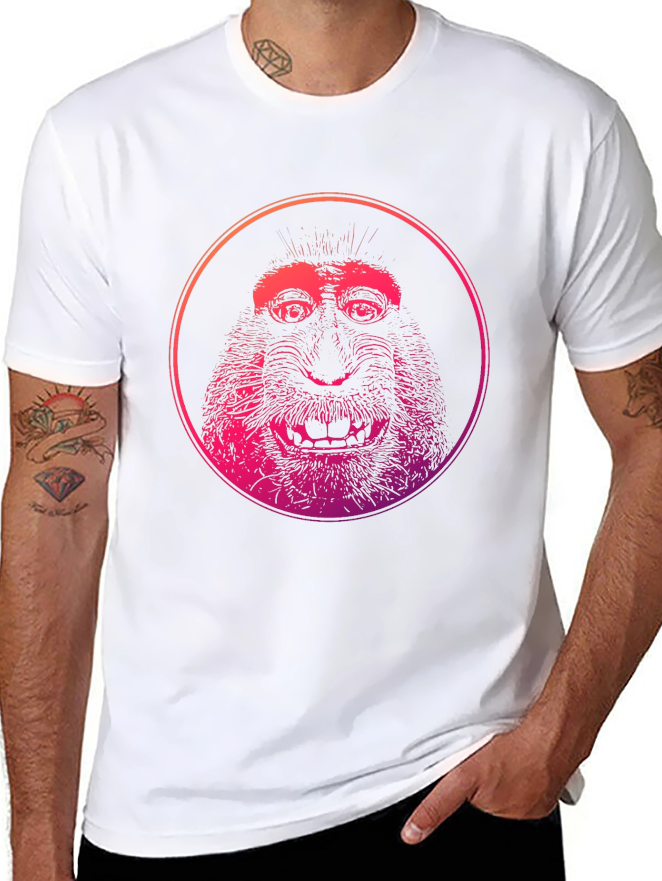 Monkey Face Graphic Print T-Shirt