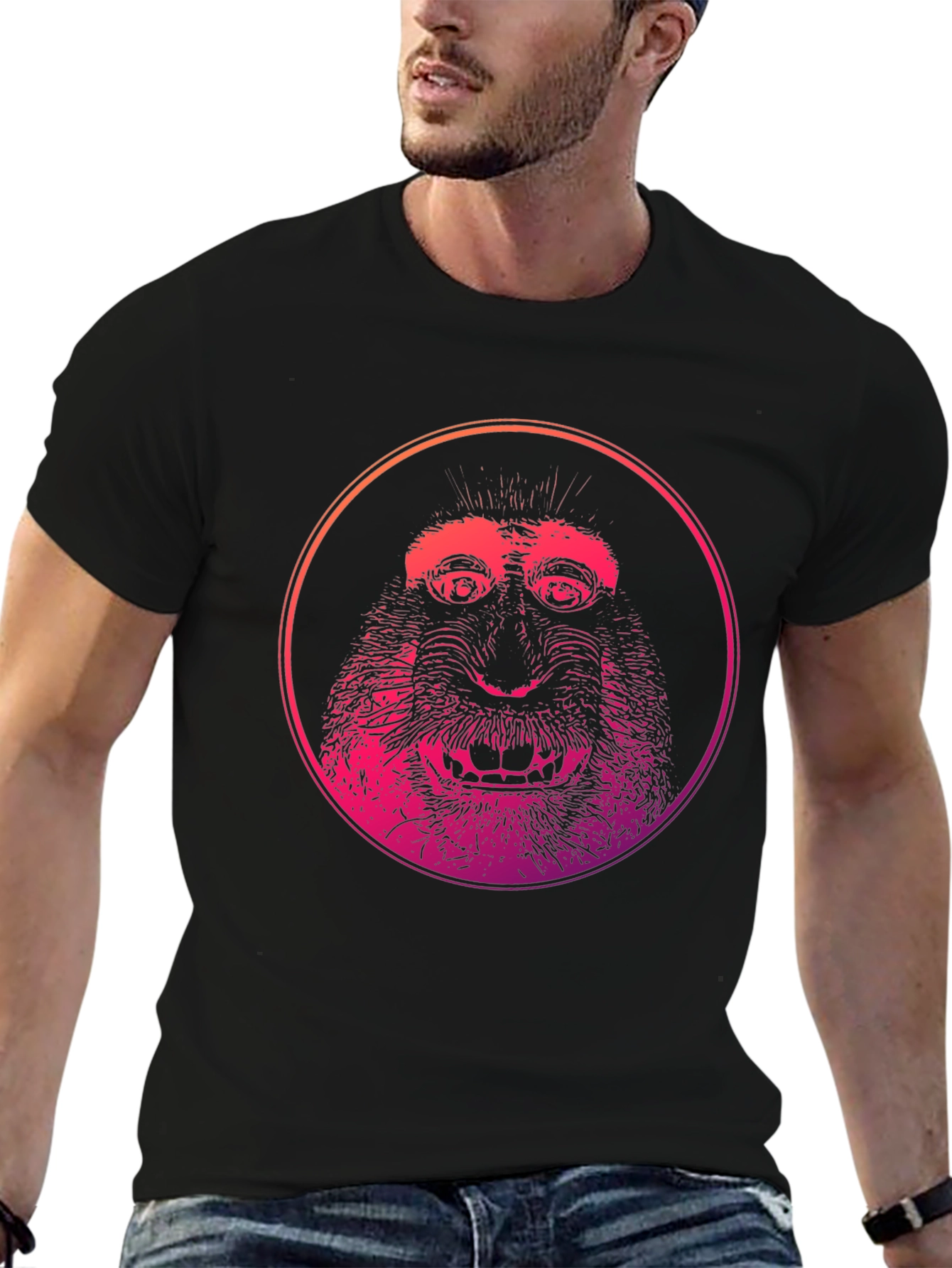 Monkey Face Graphic Print T-Shirt