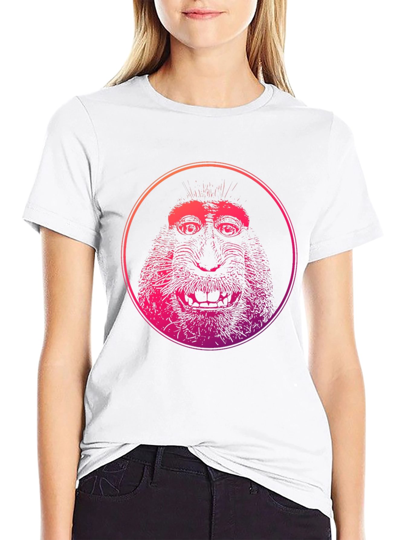 Monkey Face Graphic Print T-Shirt