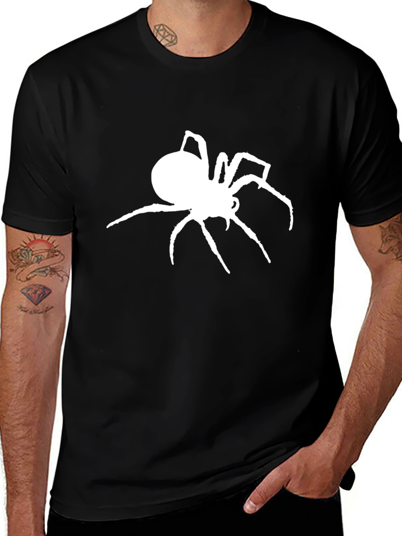 Spider Graphic Print Crew Neck Tee