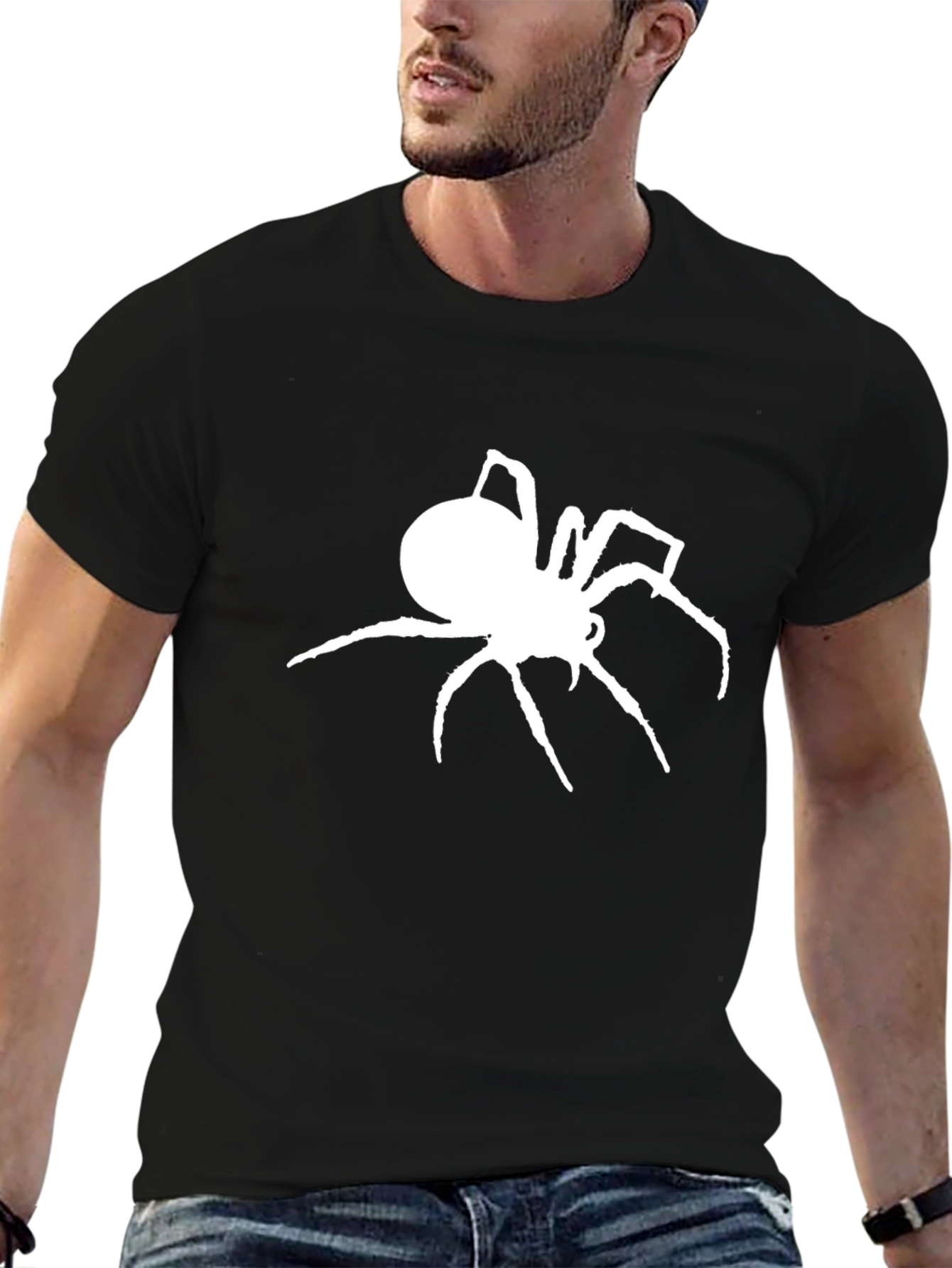 Spider Graphic Print Crew Neck Tee