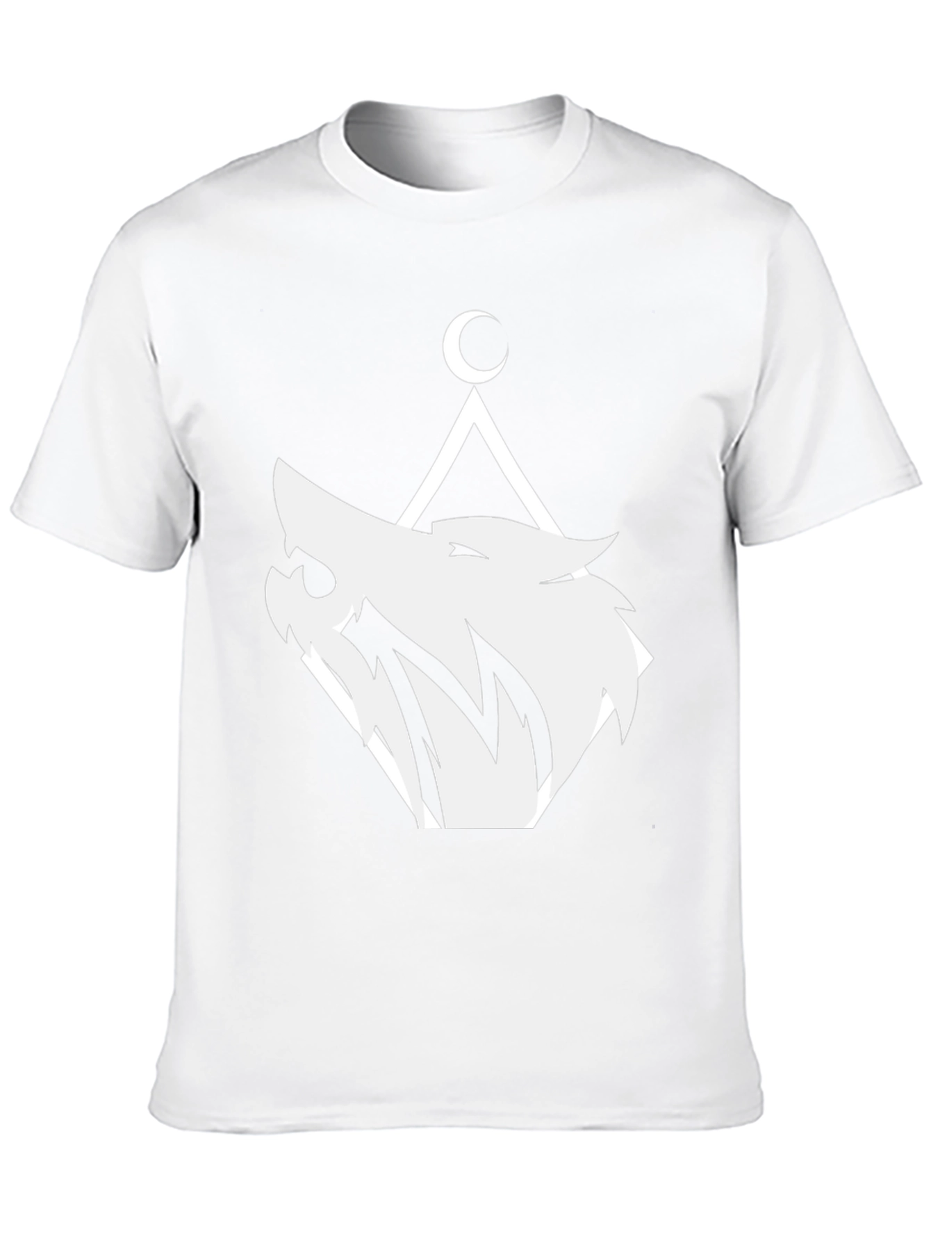 Geometric Wolf Moon Graphic T-Shirt - Black