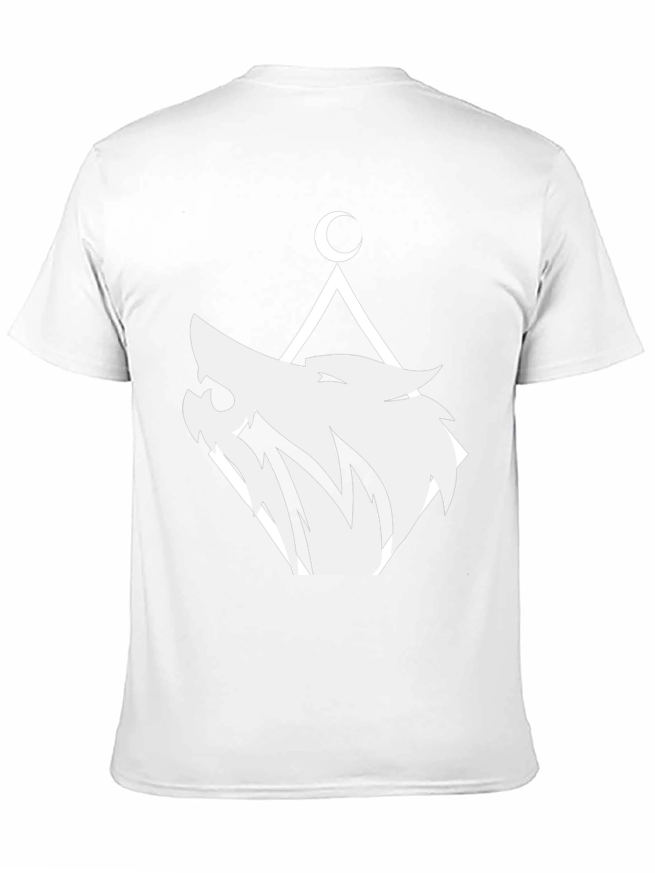 Geometric Wolf Moon Graphic T-Shirt - Black