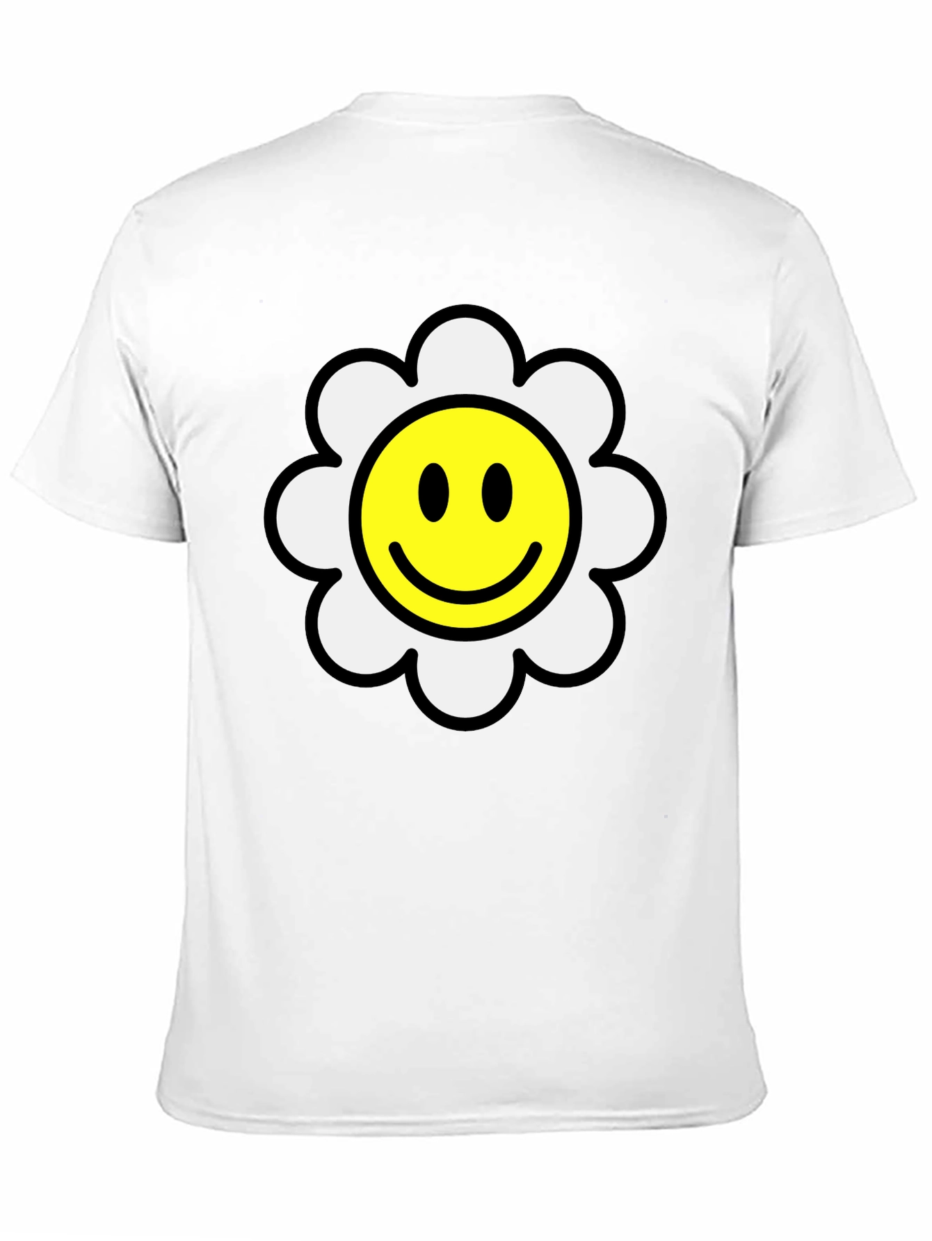 Smiley Face Daisy Graphic T-Shirt - Black
