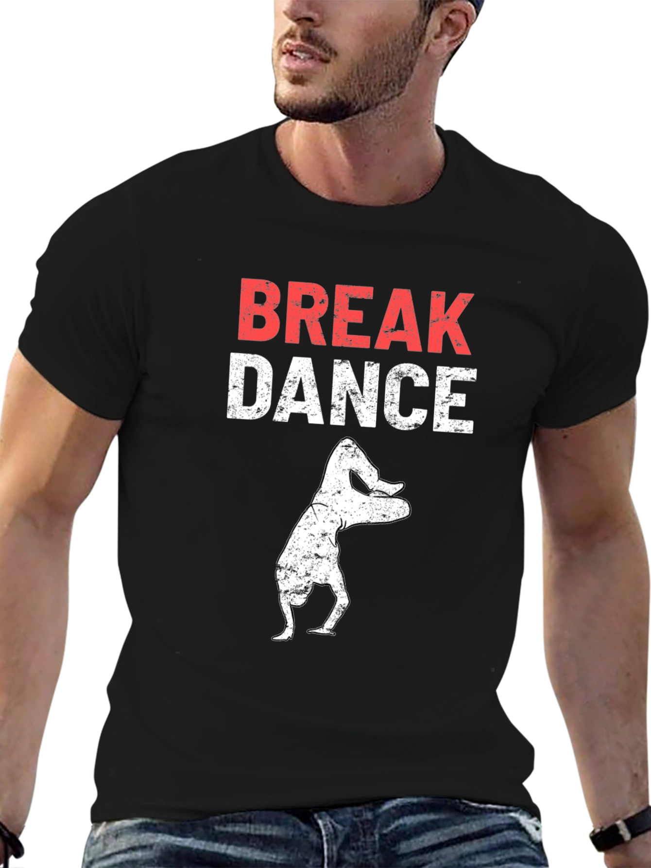 Break Dance Graphic T-Shirt - Black Cotton Tee