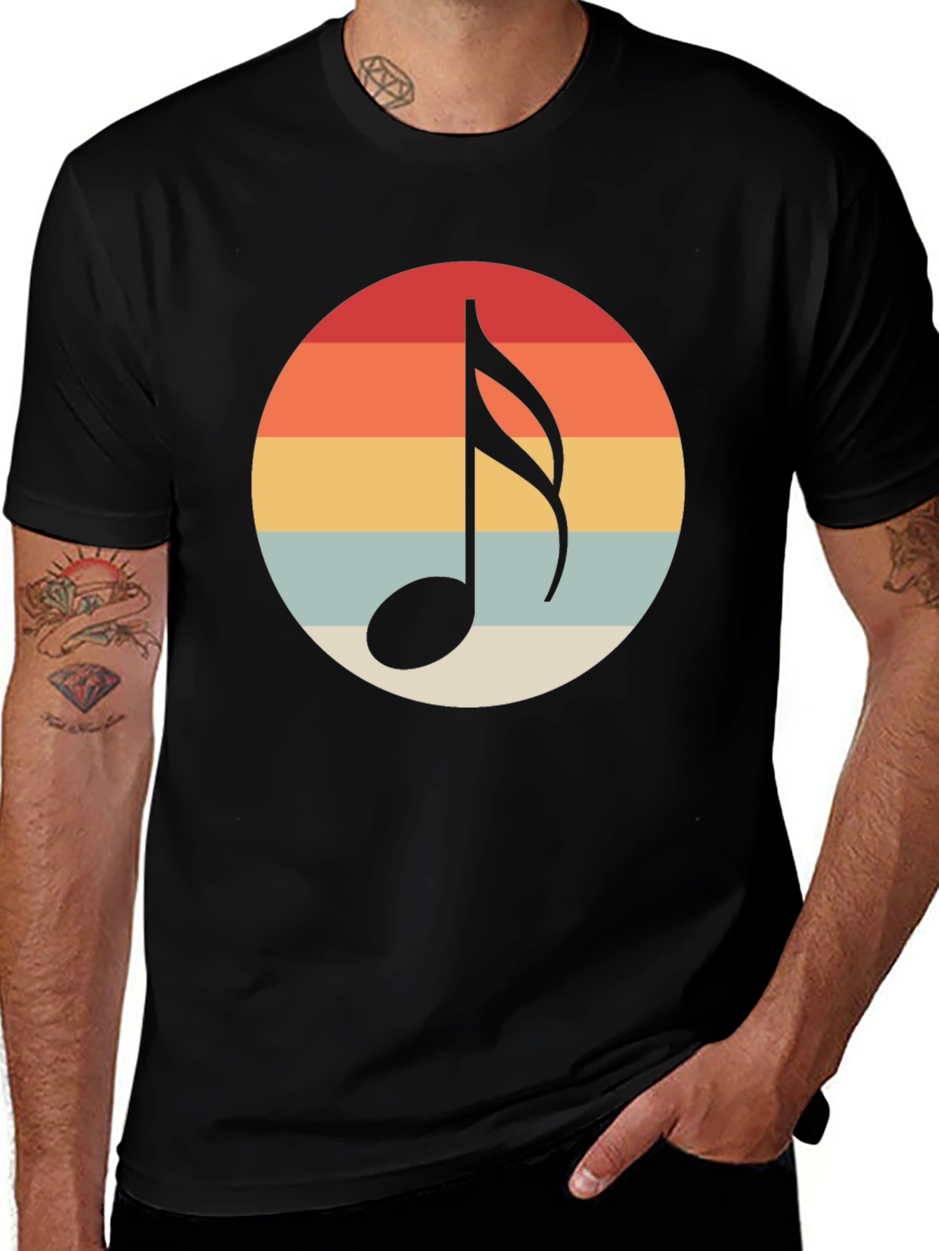 Retro Music Note Graphic T-Shirt