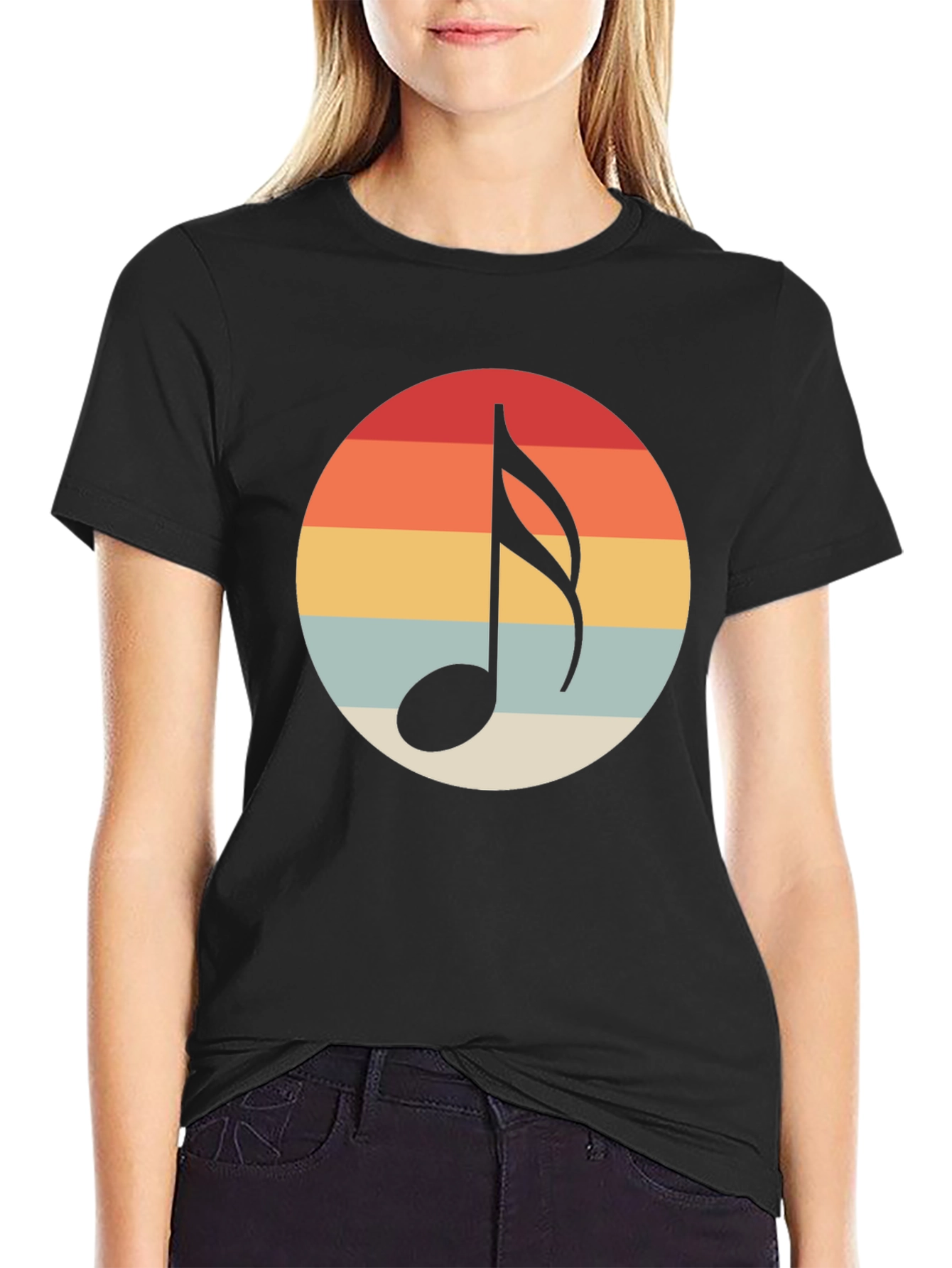Retro Music Note Graphic T-Shirt