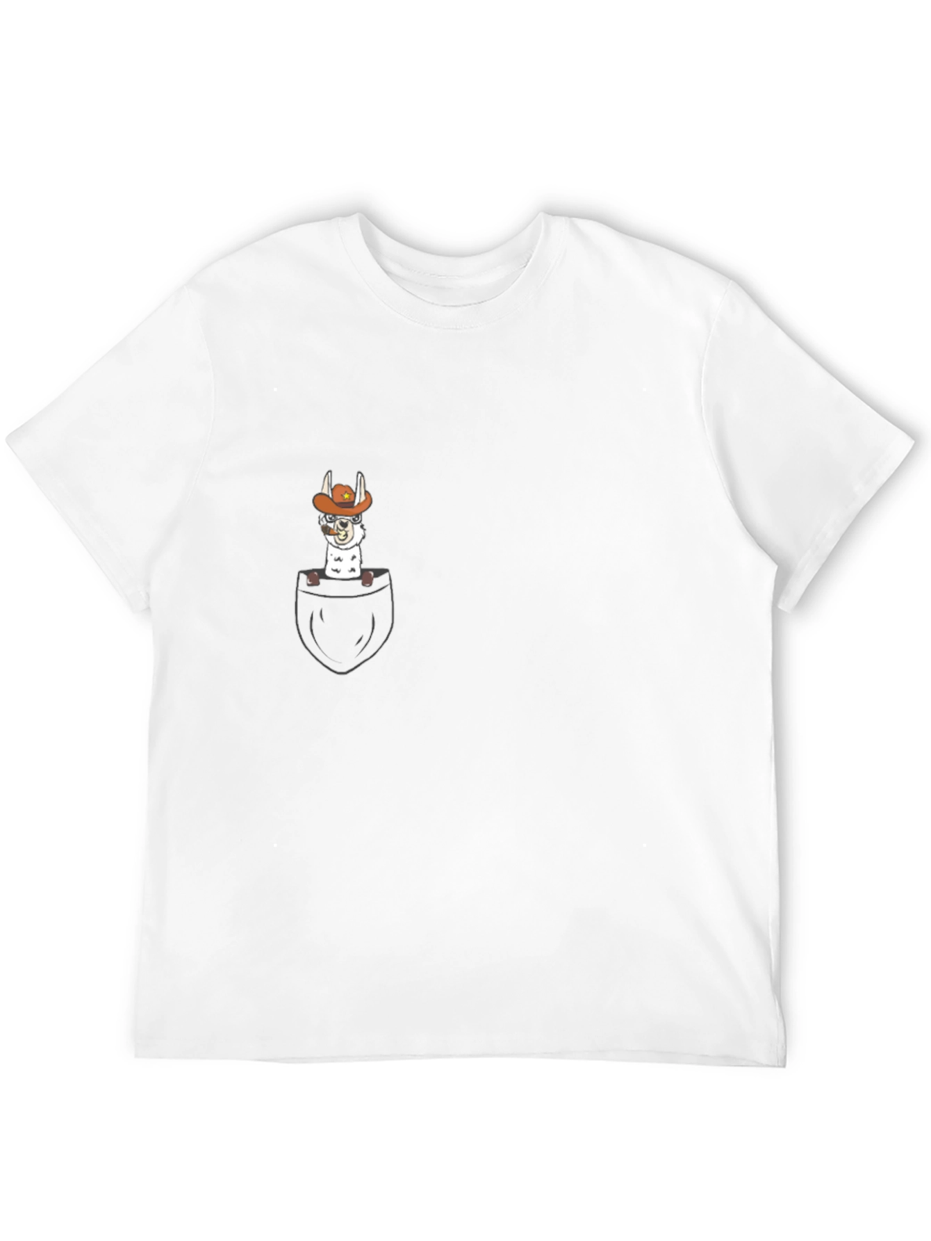 Llama Cowboy Pocket Graphic T-Shirt - Black
