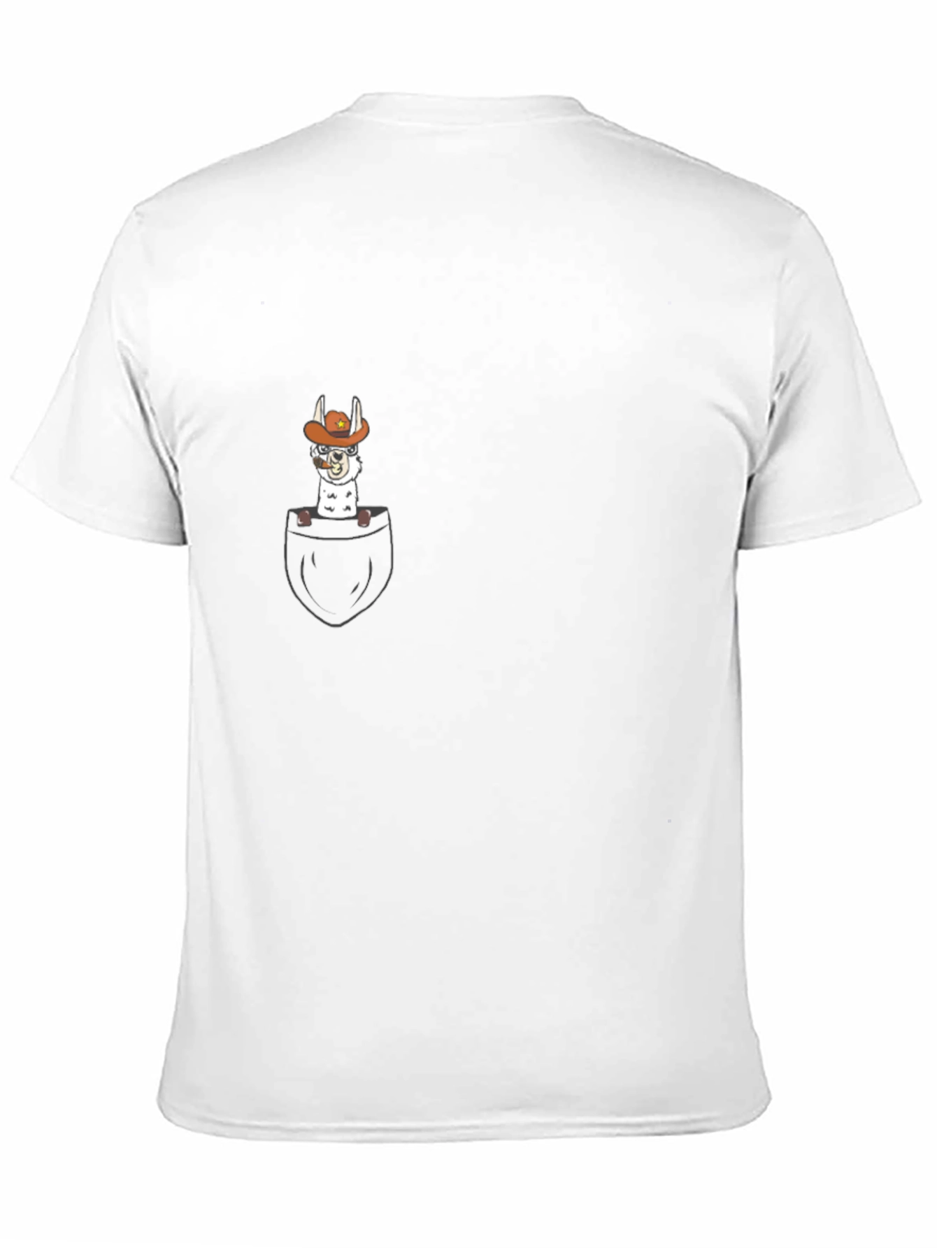 Llama Cowboy Pocket Graphic T-Shirt - Black