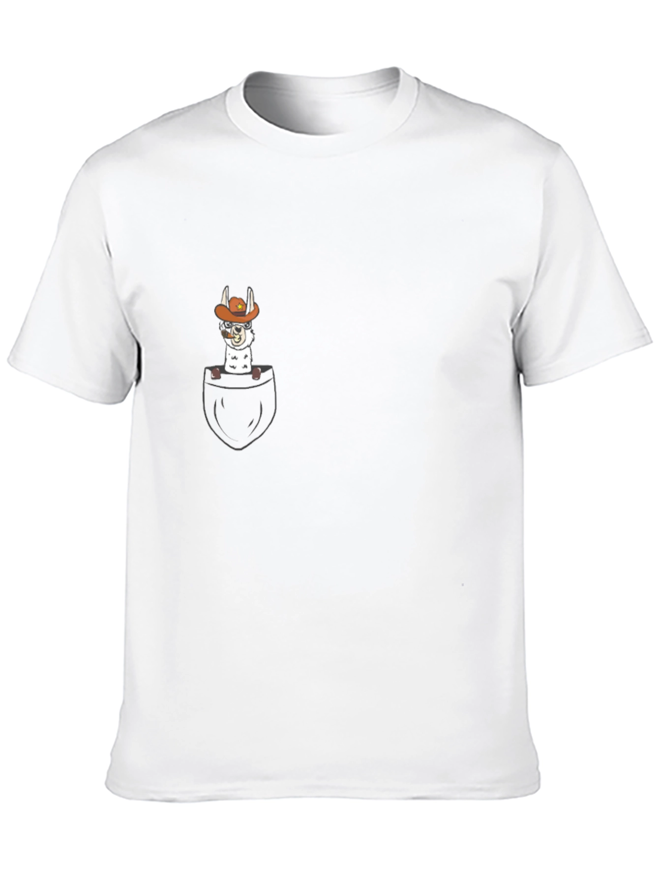Llama Cowboy Pocket Graphic T-Shirt - Black