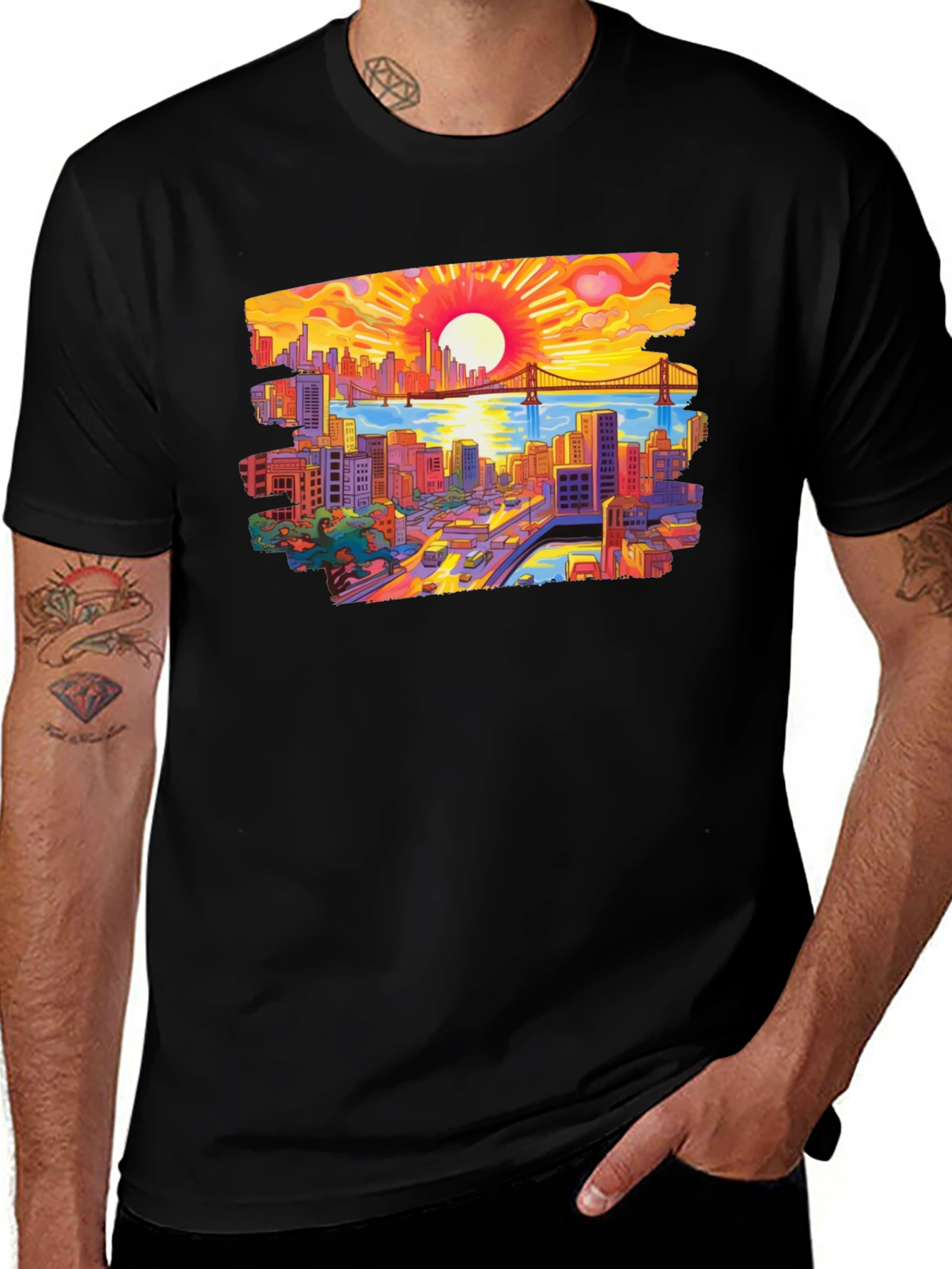 Cityscape Sunset Graphic Tee