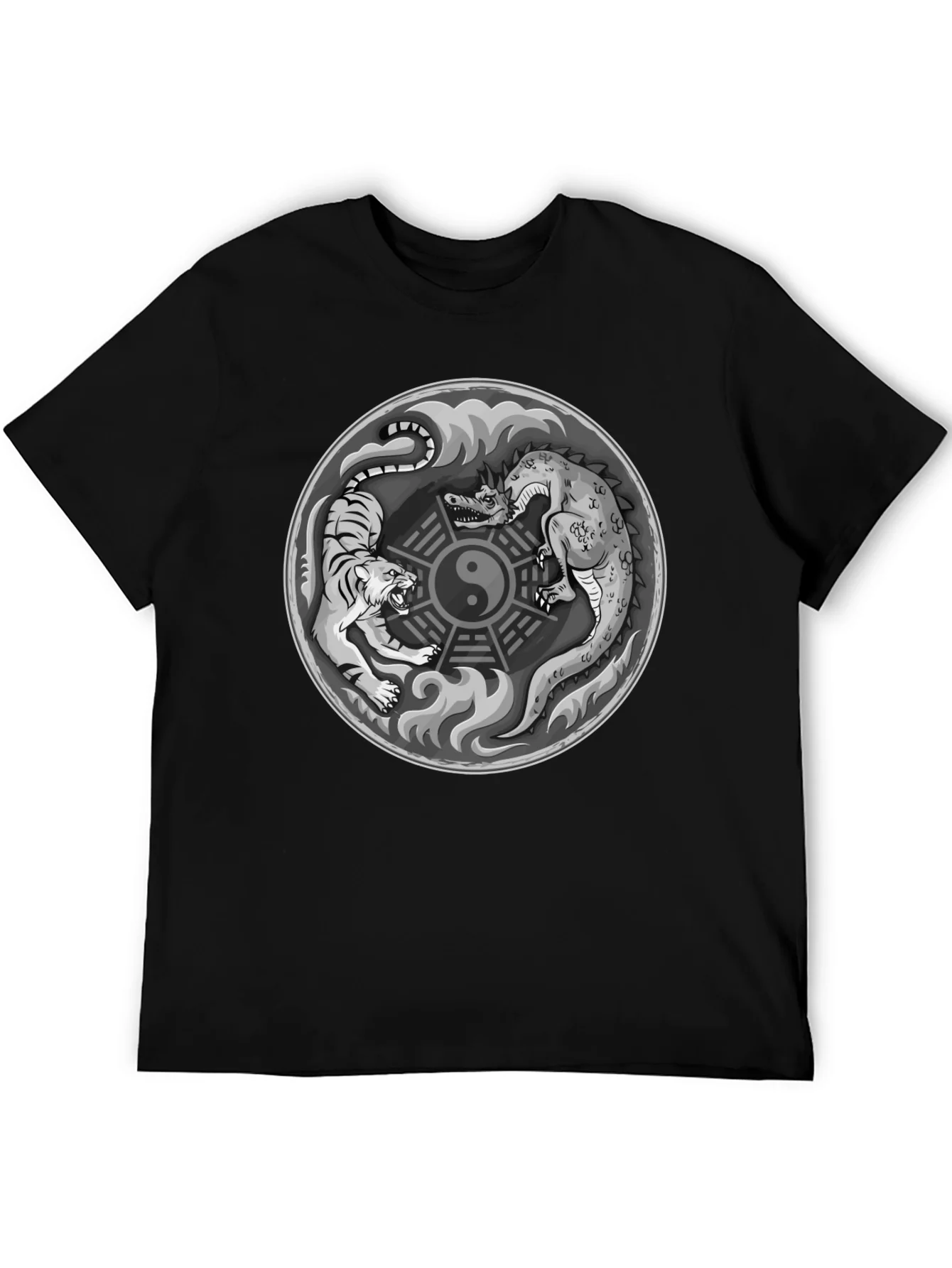 Yin Yang Dragon Tiger Graphic T-Shirt - Balance & Power