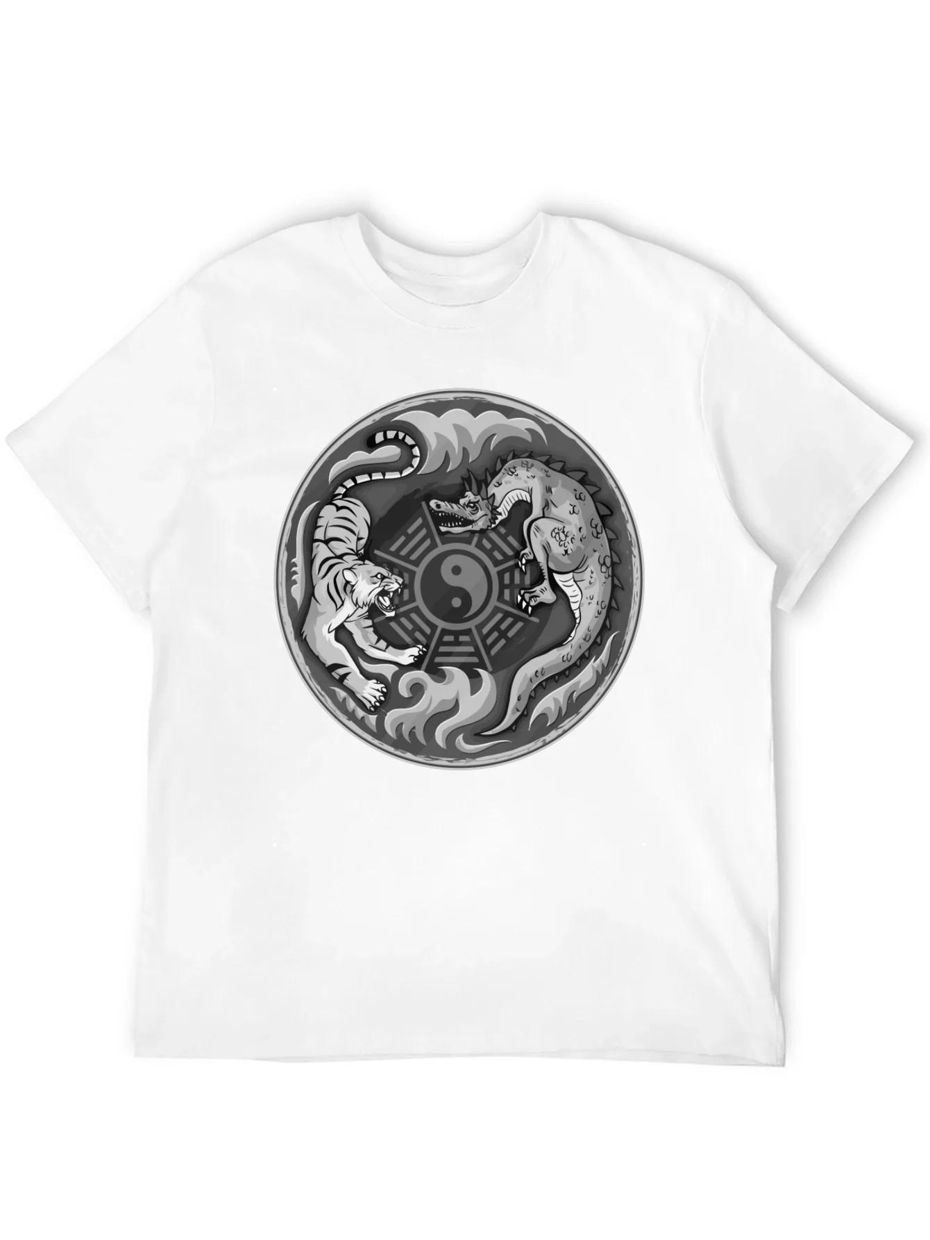 Yin Yang Dragon Tiger Graphic T-Shirt - Balance & Power