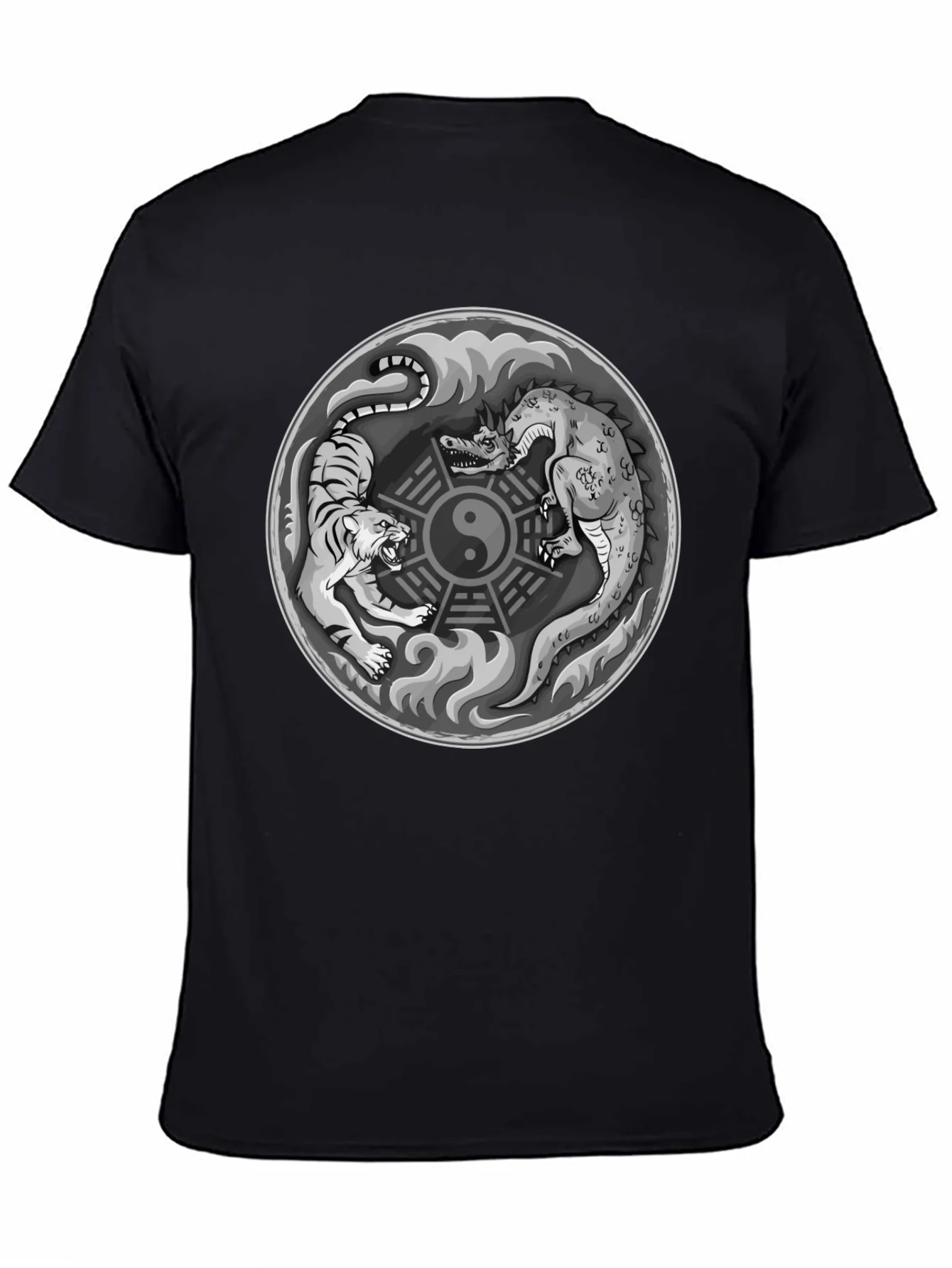 Yin Yang Dragon Tiger Graphic T-Shirt - Balance & Power
