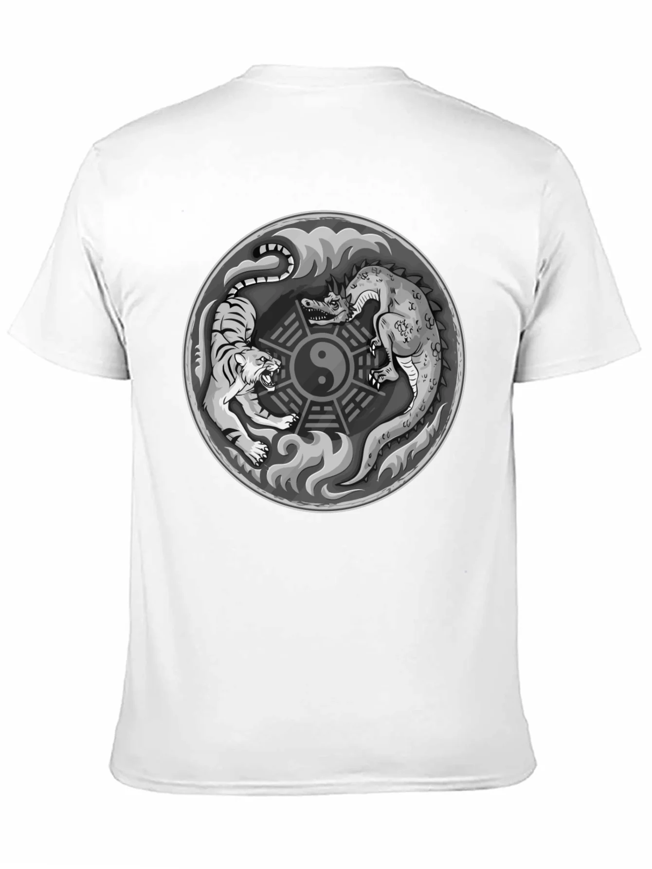 Yin Yang Dragon Tiger Graphic T-Shirt - Balance & Power
