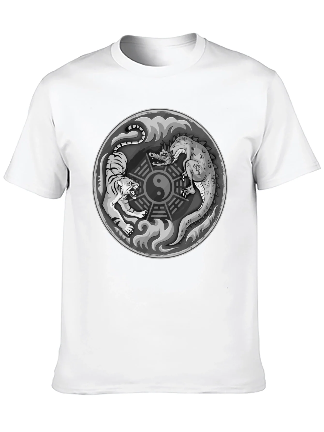 Yin Yang Dragon Tiger Graphic T-Shirt - Balance & Power