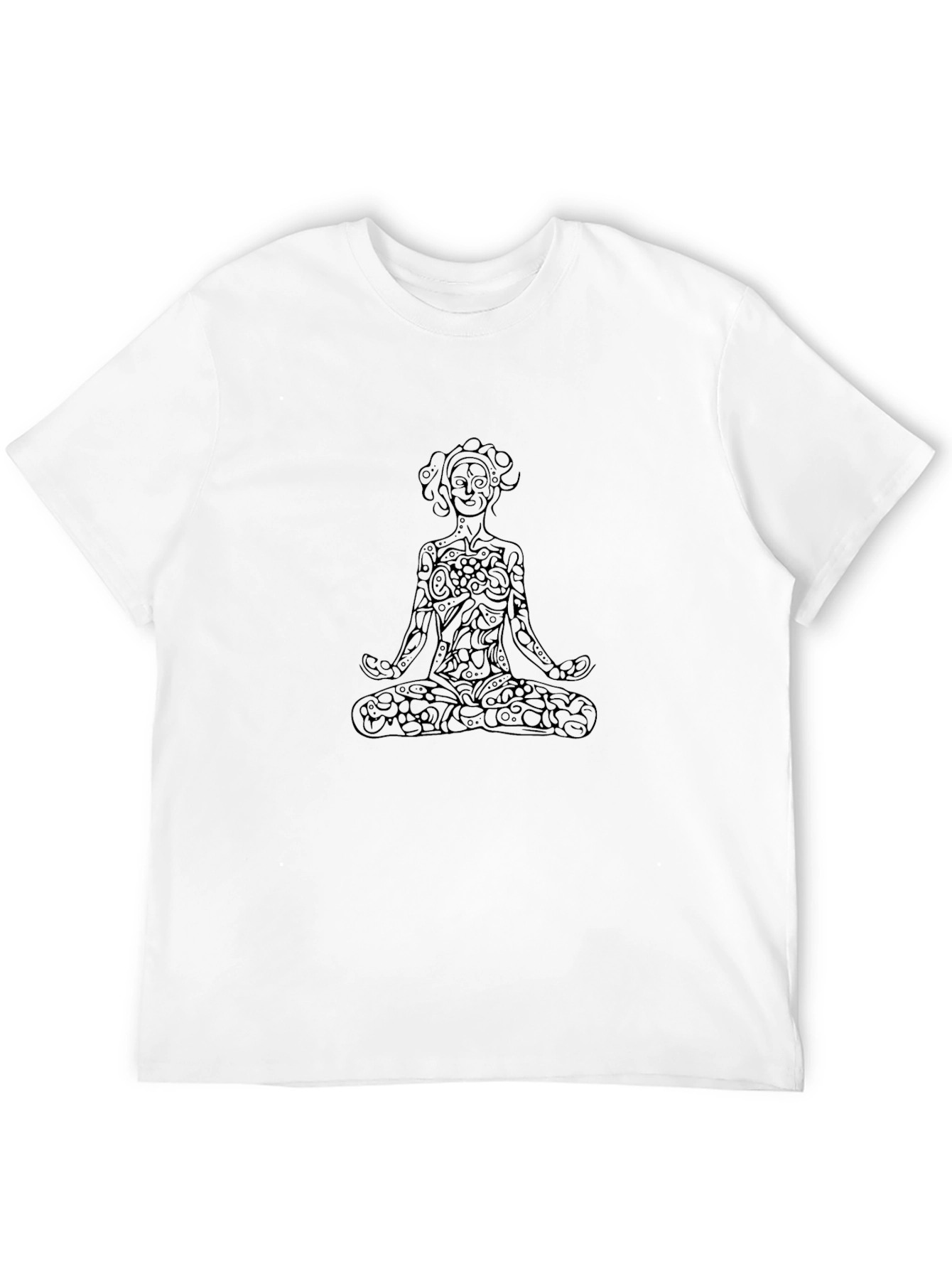 Meditative Floral Yoga T-Shirt - Black