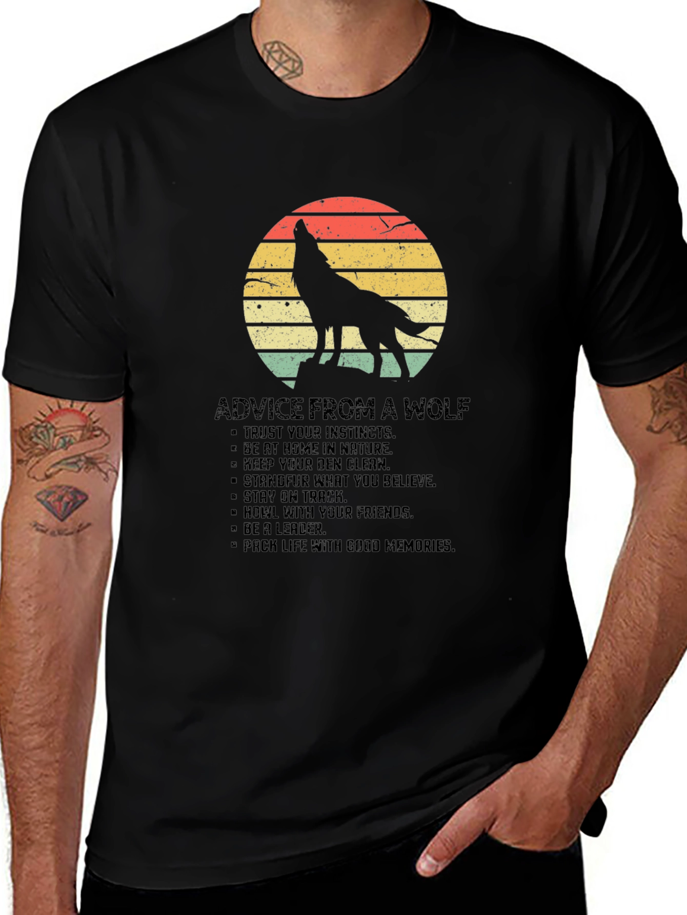 Wolf Advice Graphic Tee - Mens Black T-Shirt