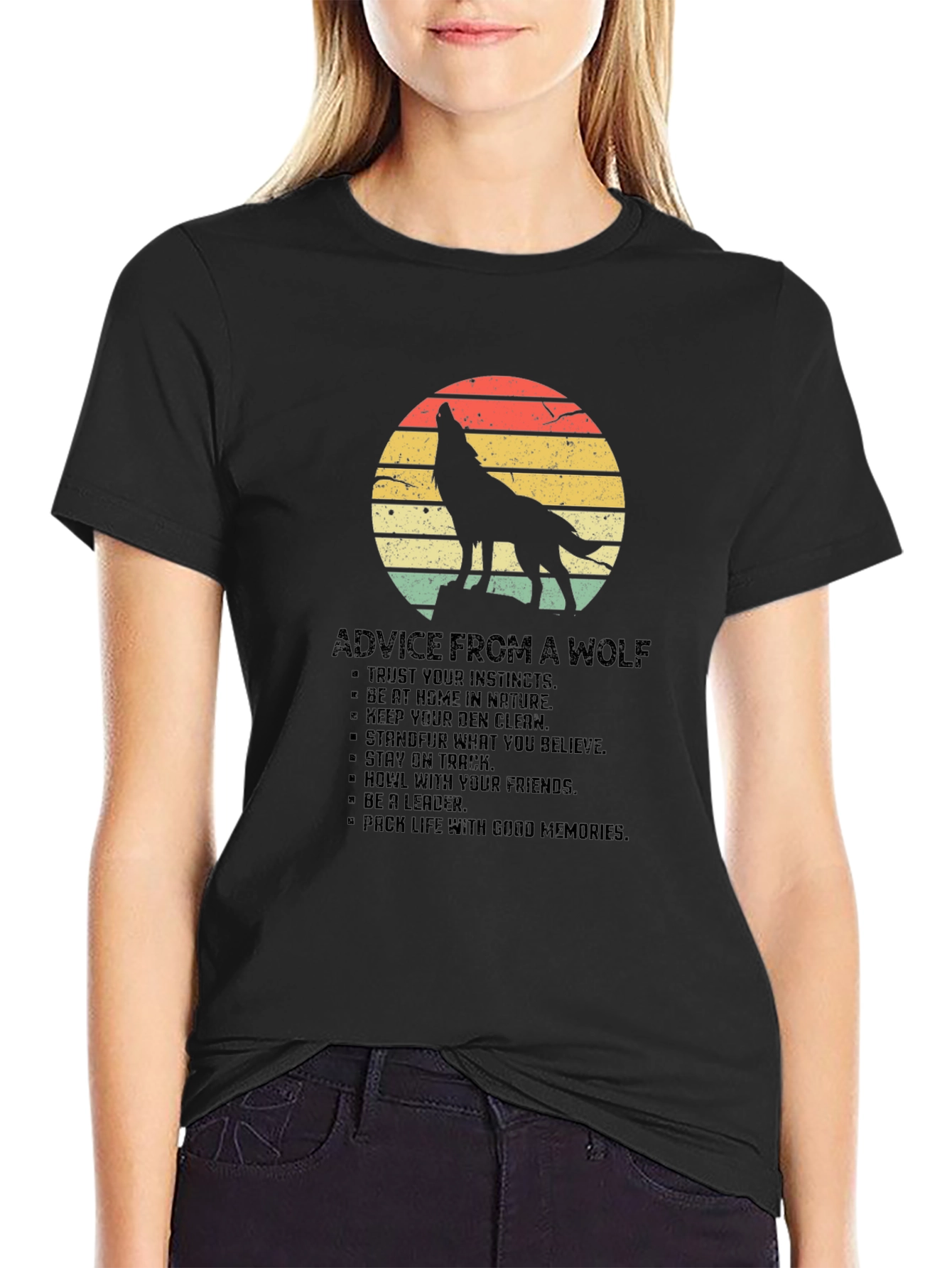 Wolf Advice Graphic Tee - Mens Black T-Shirt