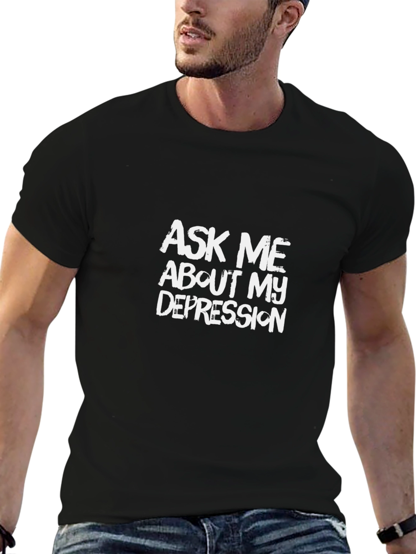 Ask Me About My Depression Black T-Shirt