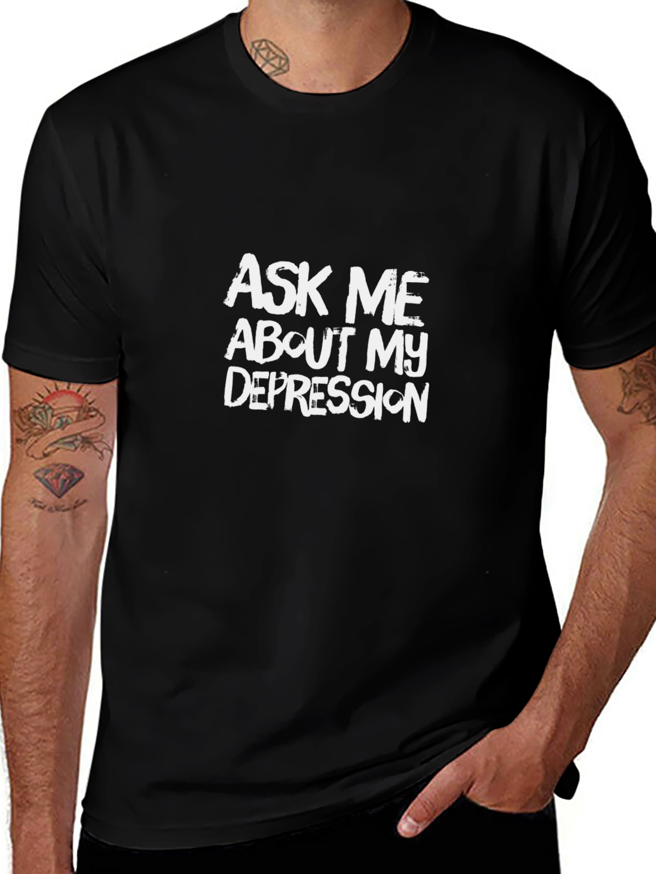 Ask Me About My Depression Black T-Shirt