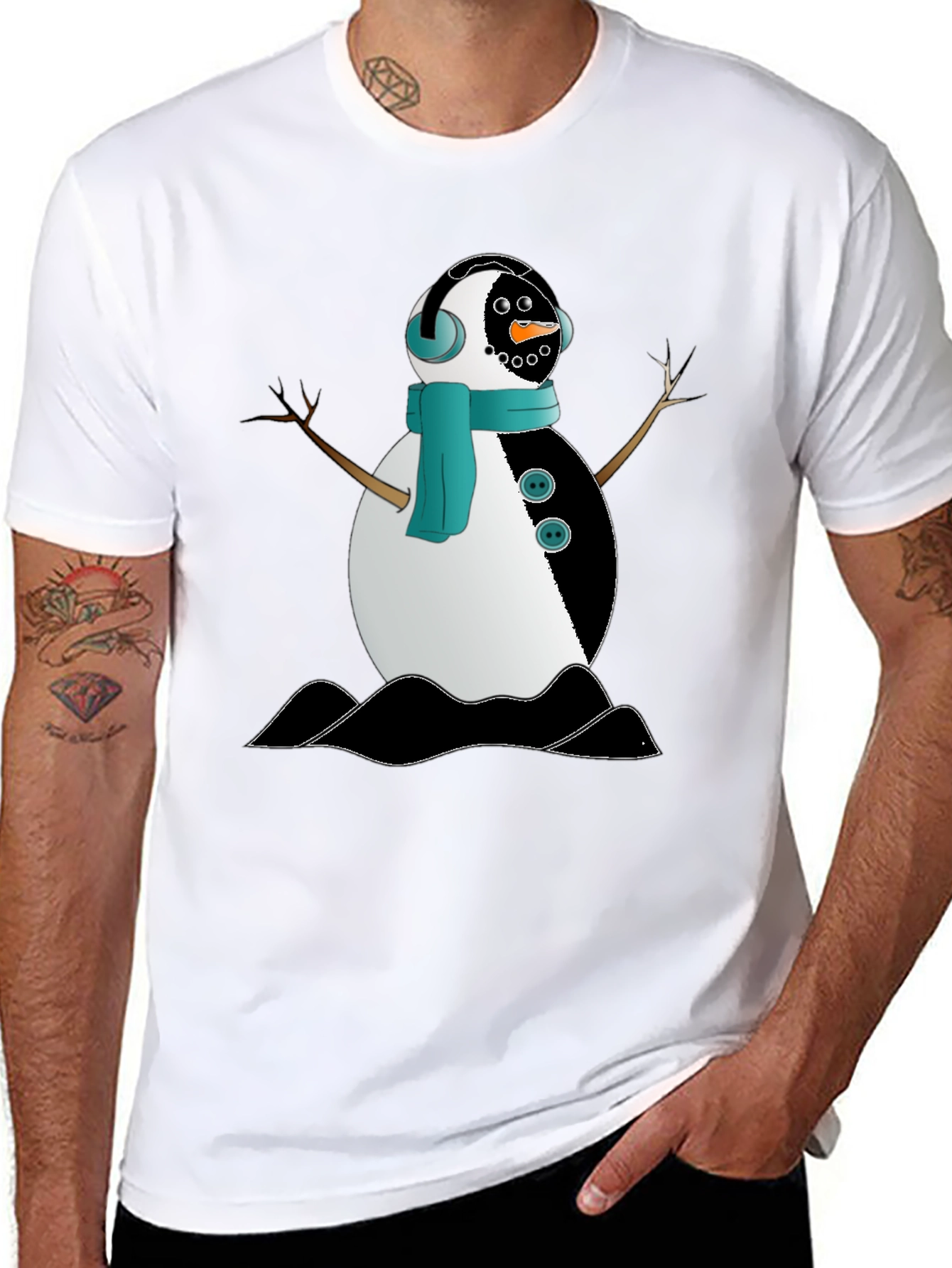 Snowman Graphic Black T-Shirt
