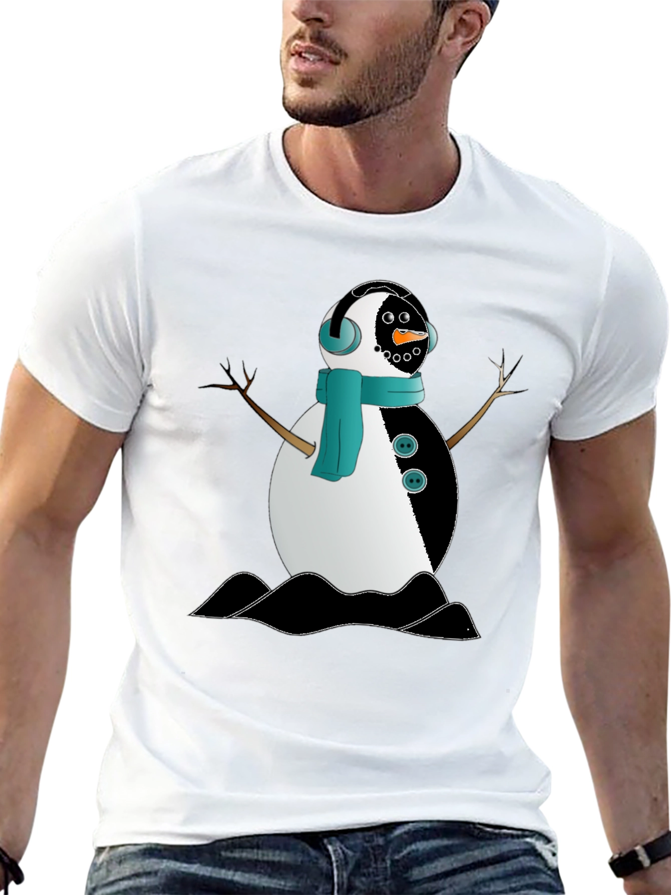 Snowman Graphic Black T-Shirt