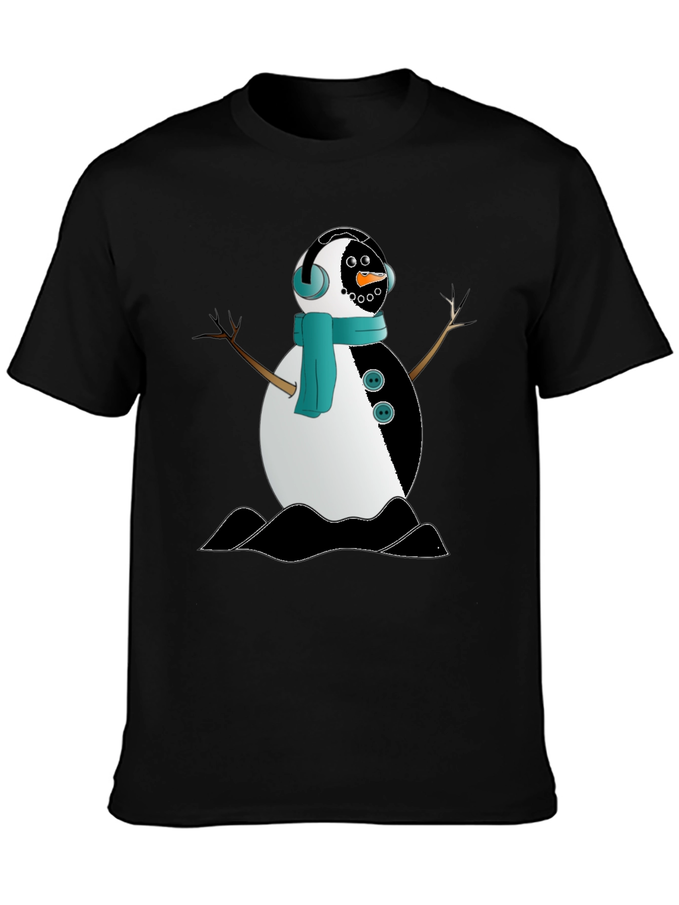 Snowman Graphic Black T-Shirt