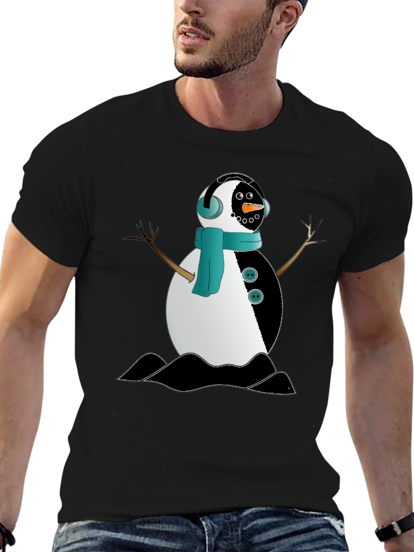 Snowman Graphic Black T-Shirt