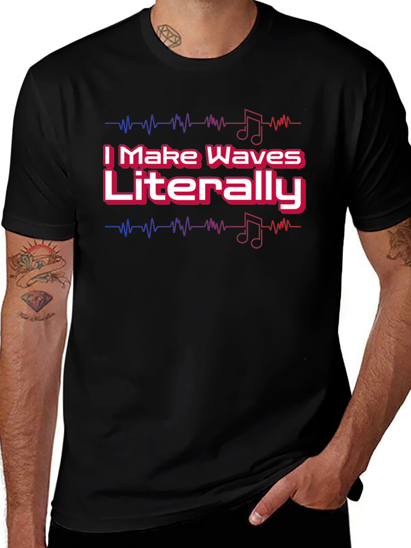 I Make Waves Literally Black Graphic Tee