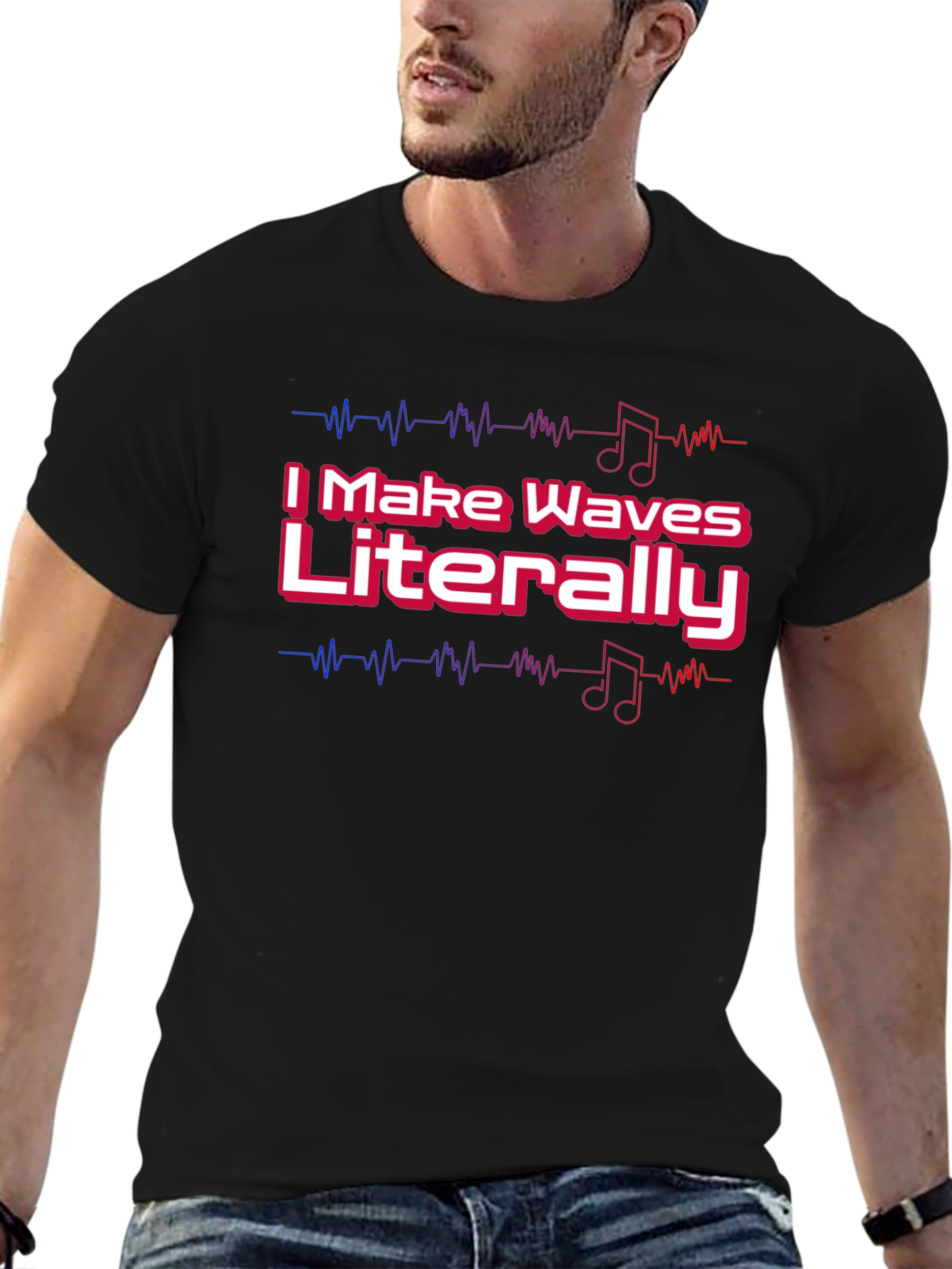 I Make Waves Literally Black Graphic Tee