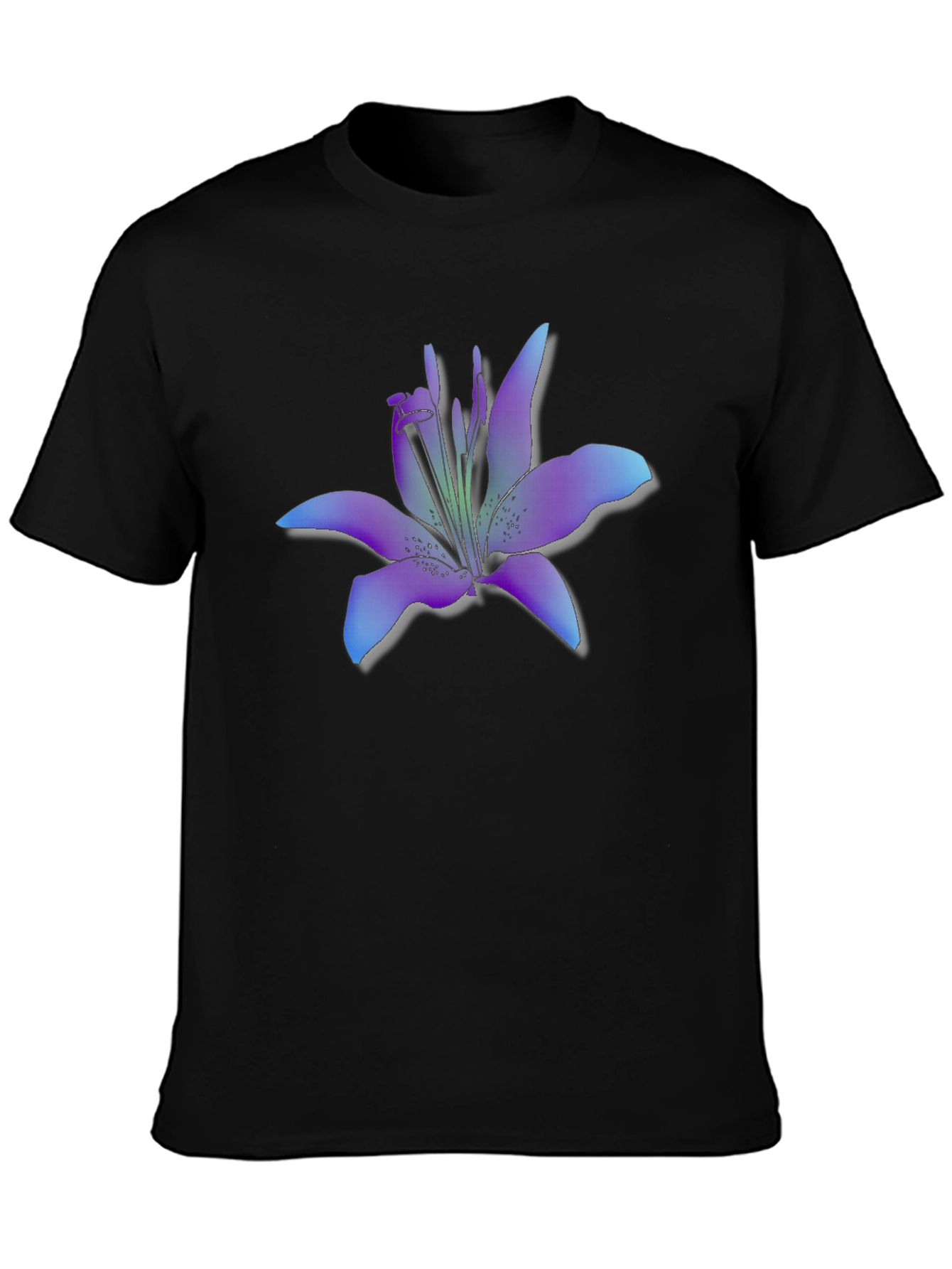 Floral Lily Graphic T-Shirt - Black Casual Tee