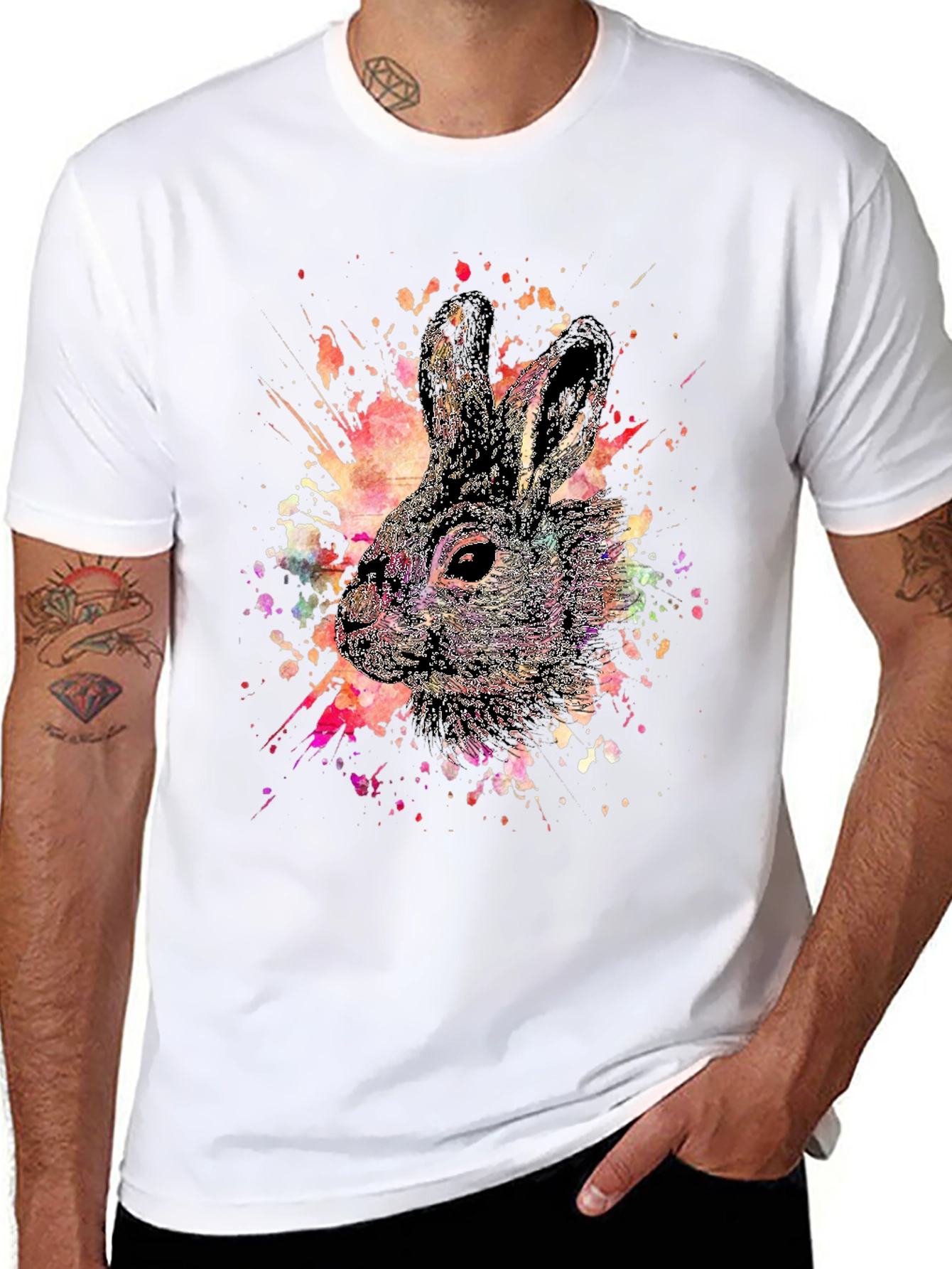 Watercolor Rabbit Graphic T-Shirt