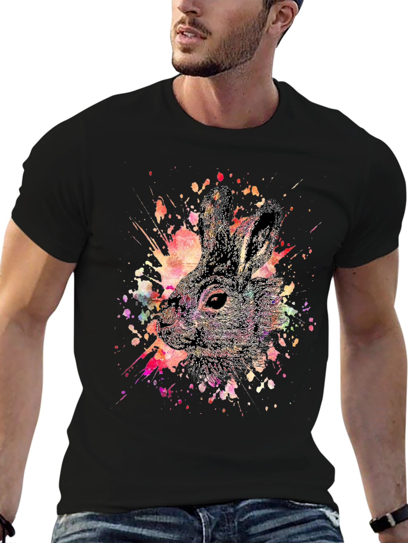 Watercolor Rabbit Graphic T-Shirt