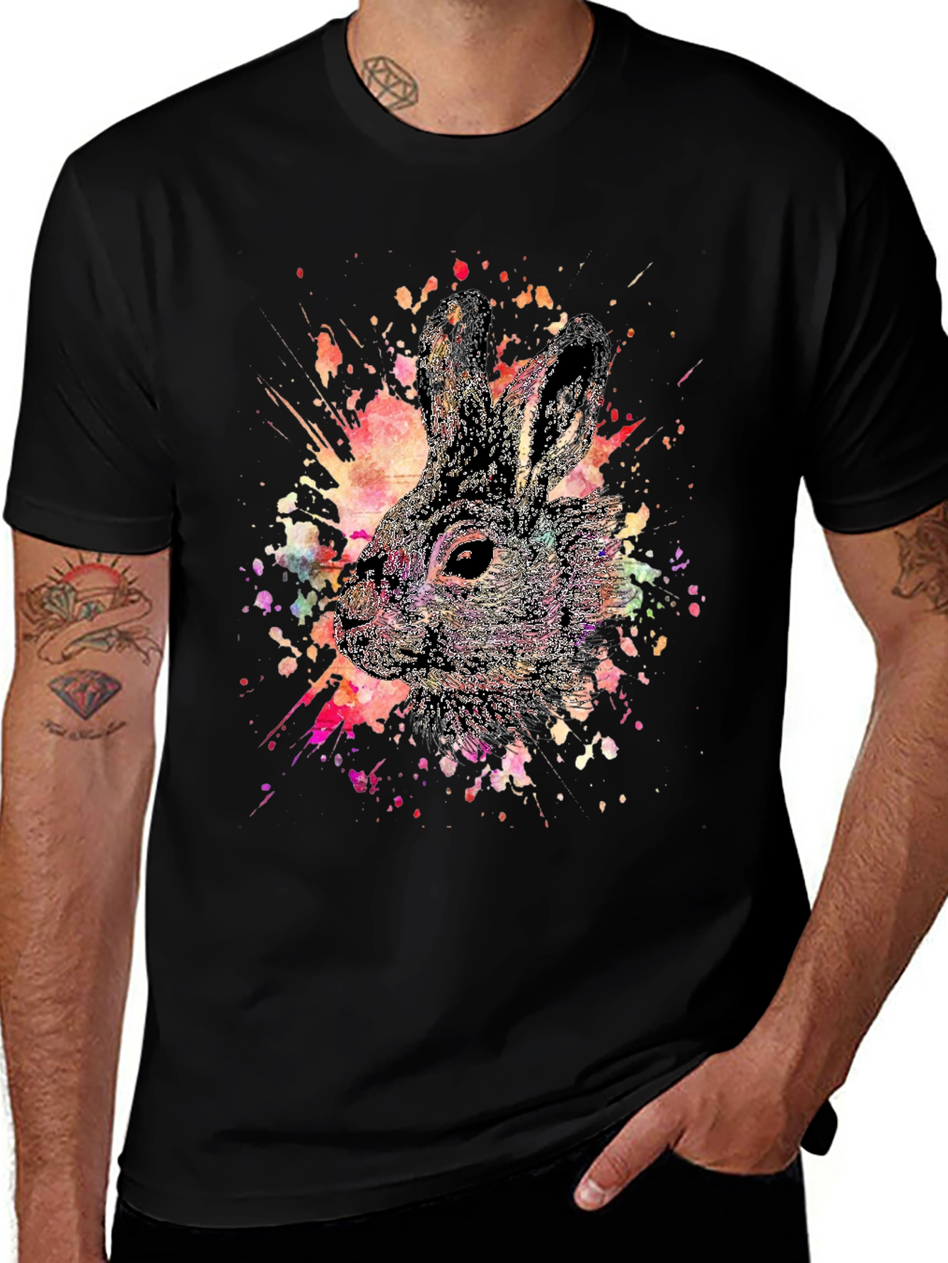 Watercolor Rabbit Graphic T-Shirt