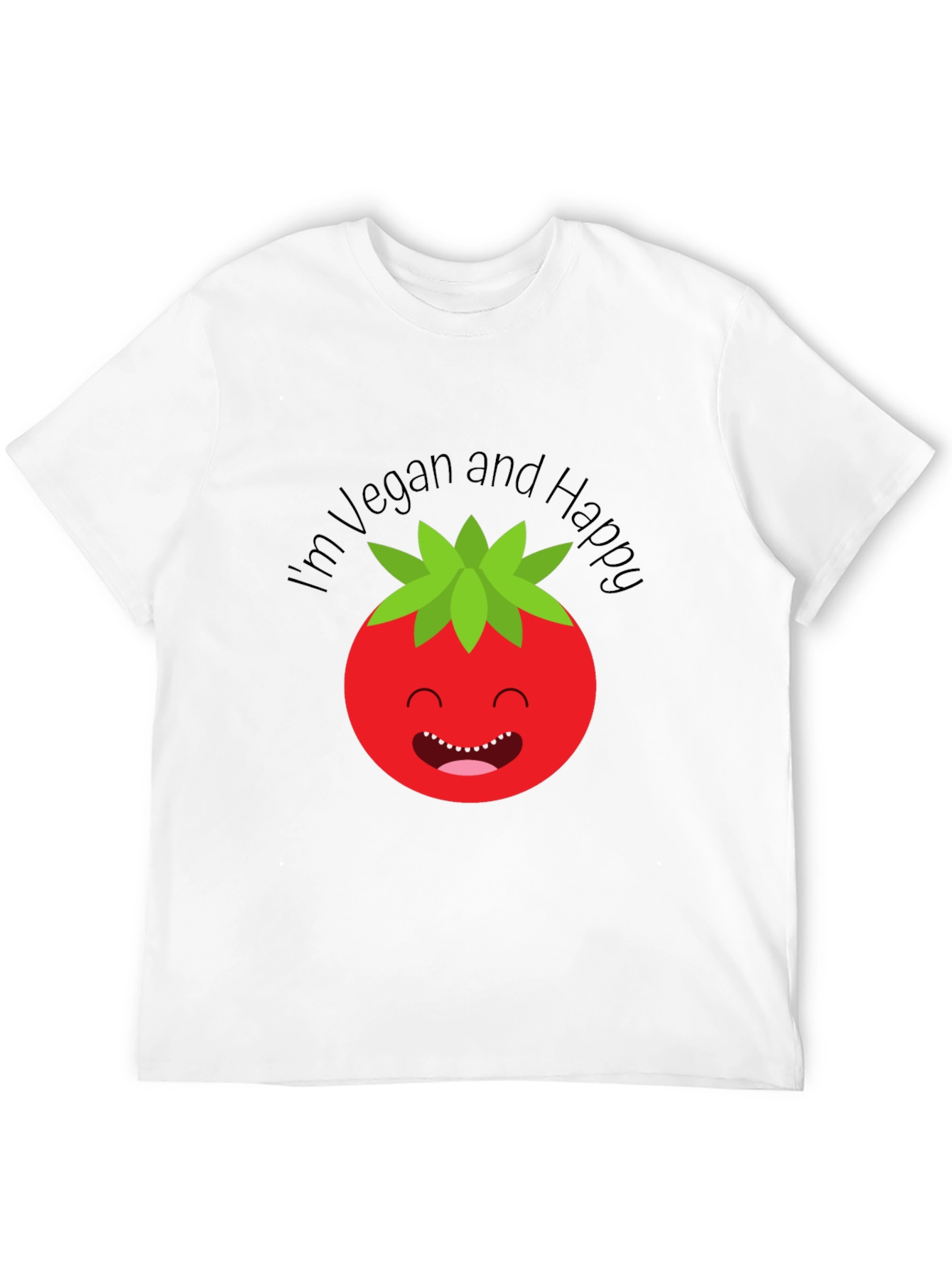 Vegan Happy Tomato Graphic Tee - Soft Cotton