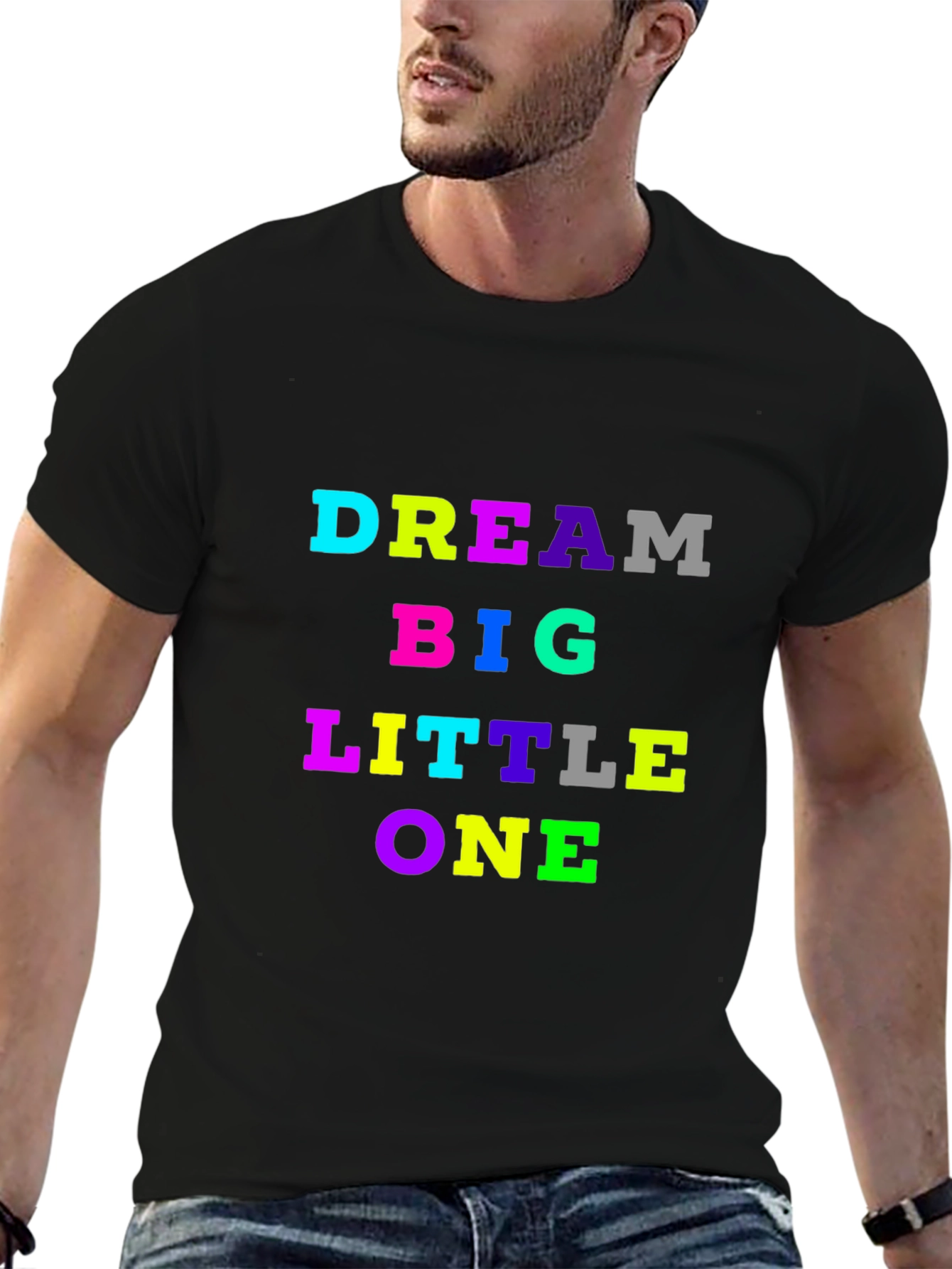Dream Big Little One Black Cotton T-Shirt