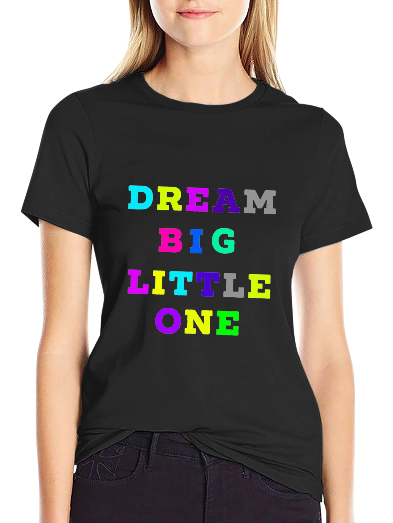 Dream Big Little One Black Cotton T-Shirt