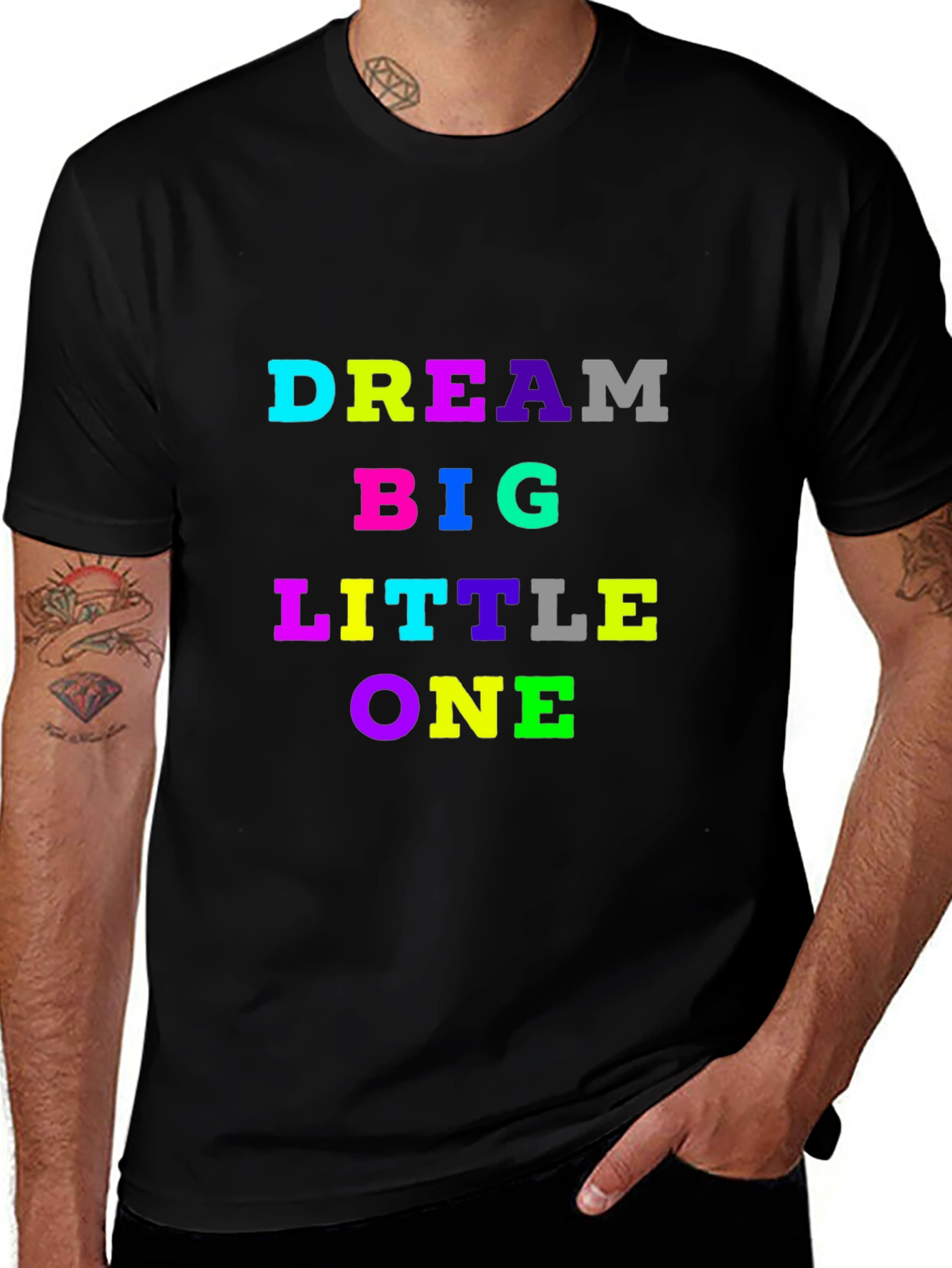 Dream Big Little One Black Cotton T-Shirt