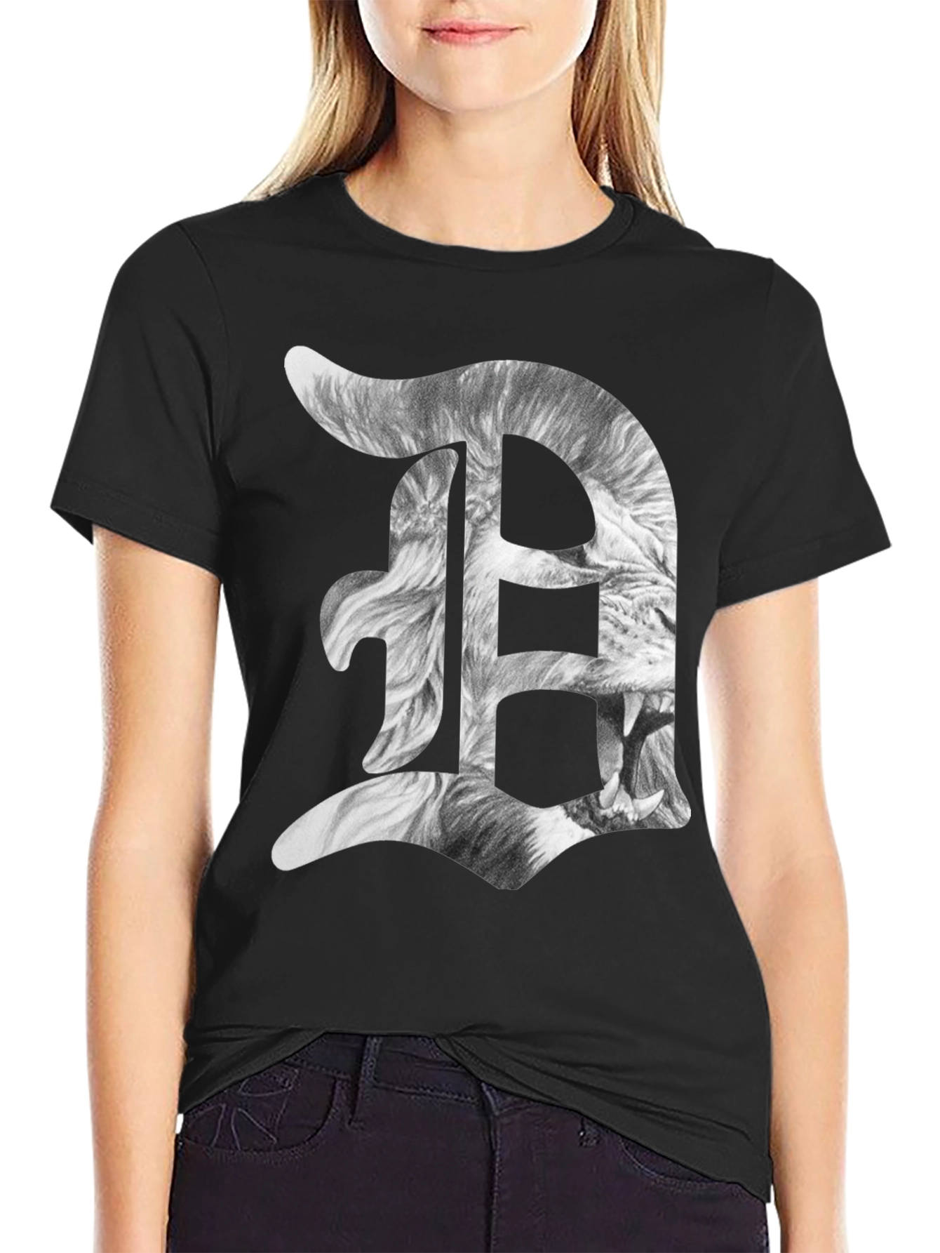 Detroit D Lion Graphic Tee - Black