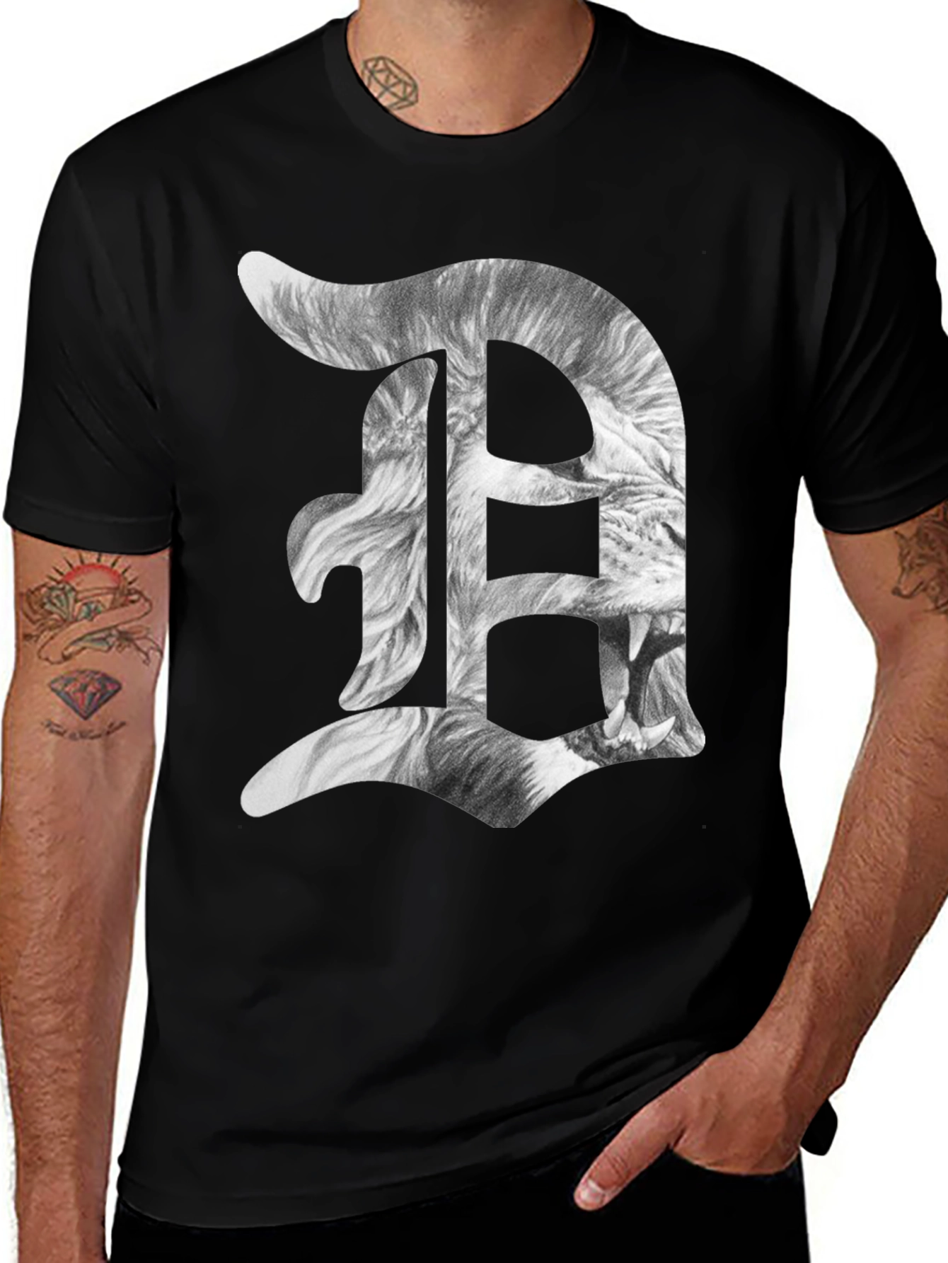 Detroit D Lion Graphic Tee - Black