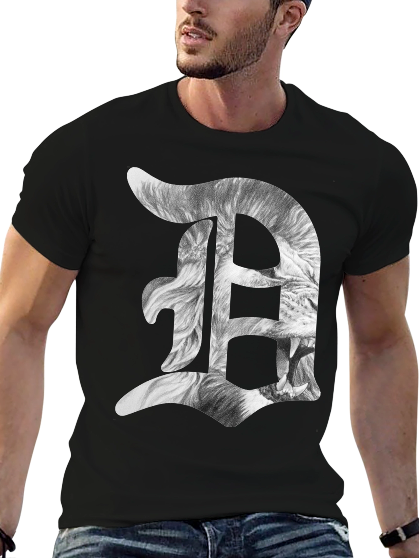 Detroit D Lion Graphic Tee - Black