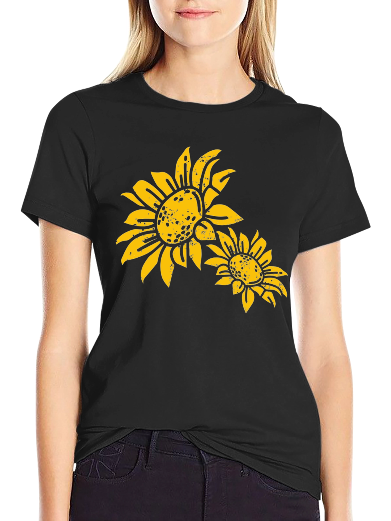 Sunflower Graphic Black T-Shirt