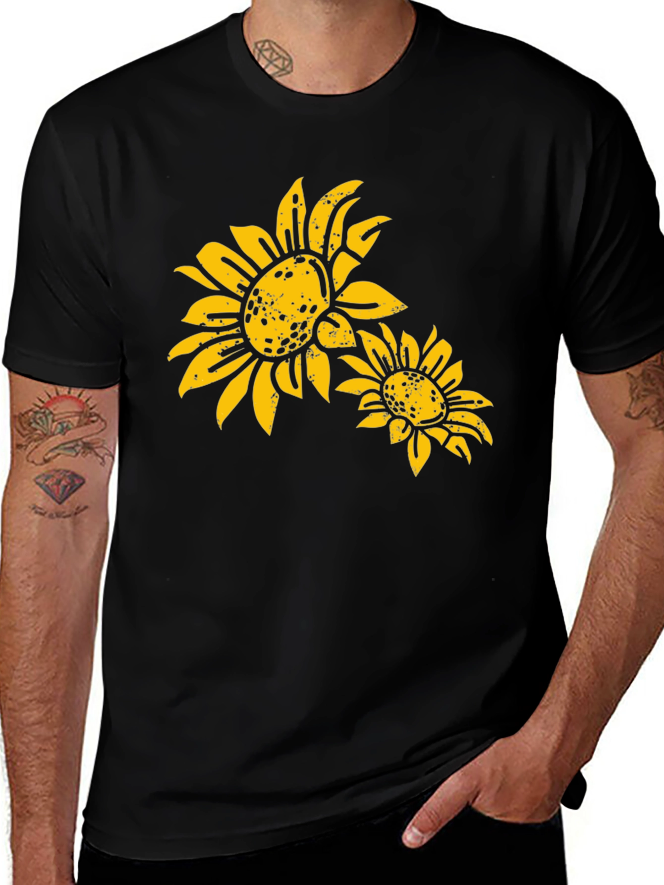 Sunflower Graphic Black T-Shirt