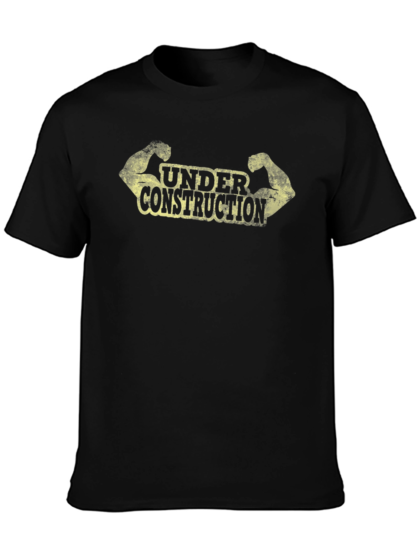 Under Construction Graphic Tee - Black Crew Neck T-Shirt