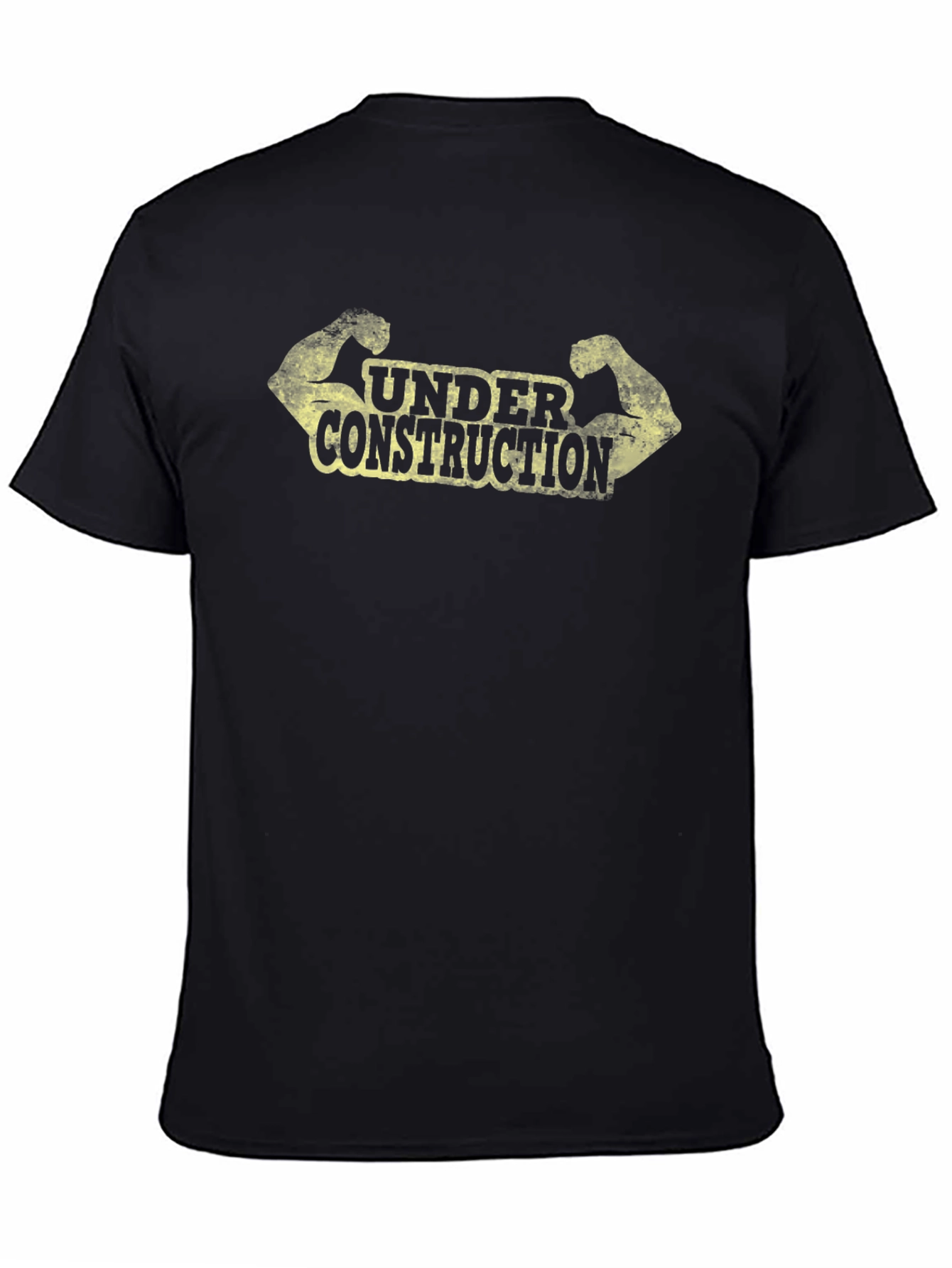 Under Construction Graphic Tee - Black Crew Neck T-Shirt