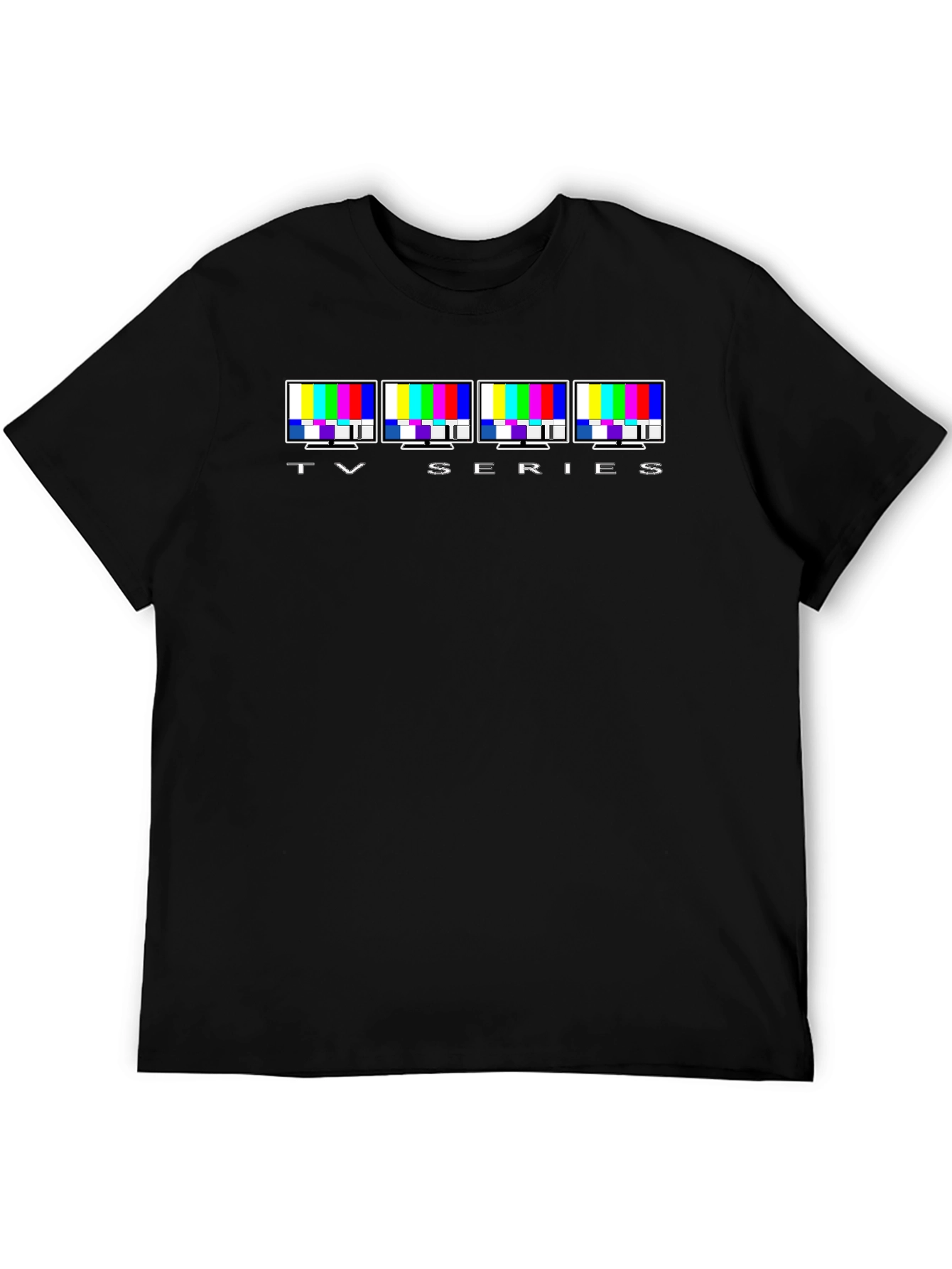 TV Series Glitch Pattern Graphic Tee - Black