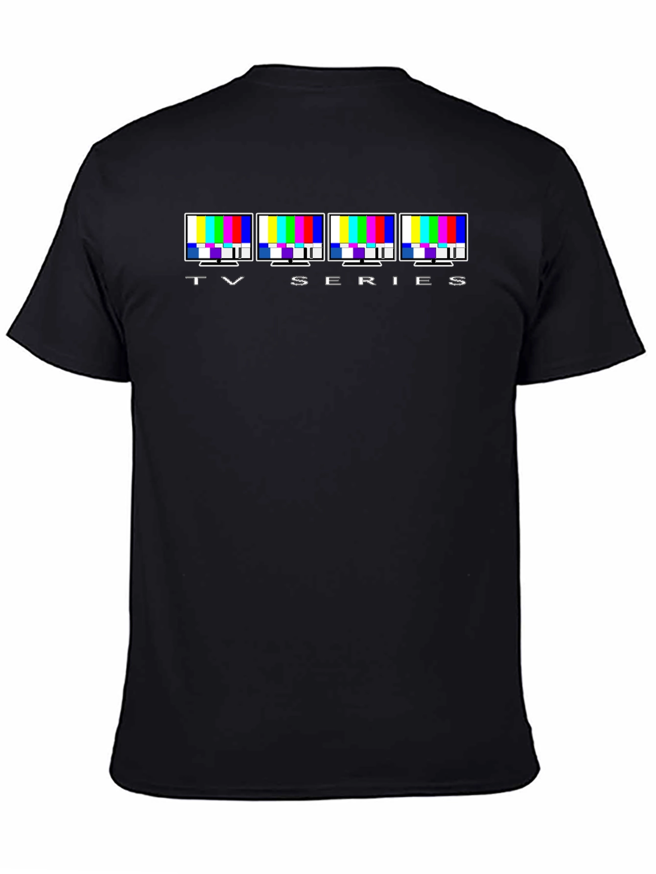 TV Series Glitch Pattern Graphic Tee - Black