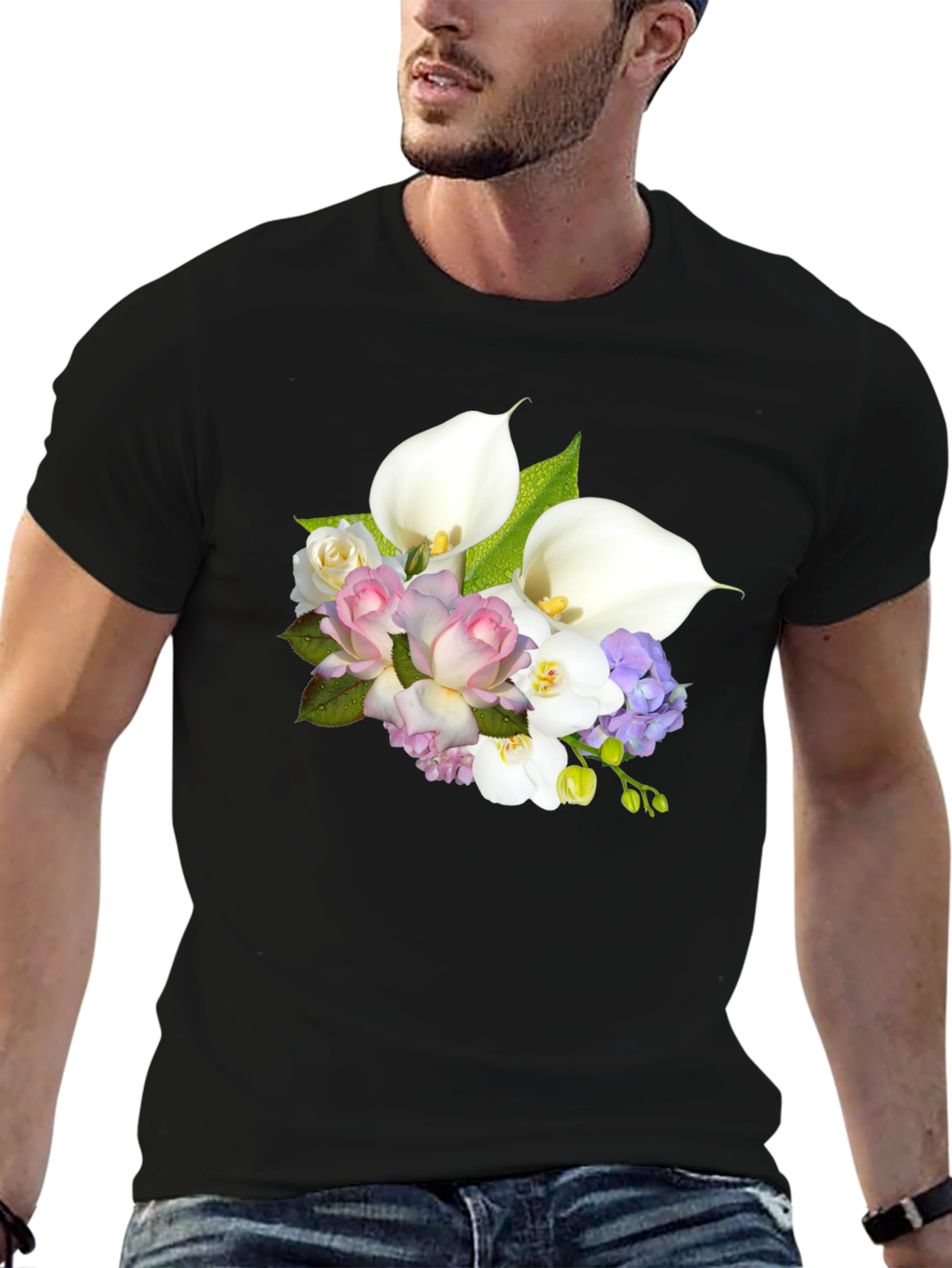 Floral Bouquet Black T-Shirt